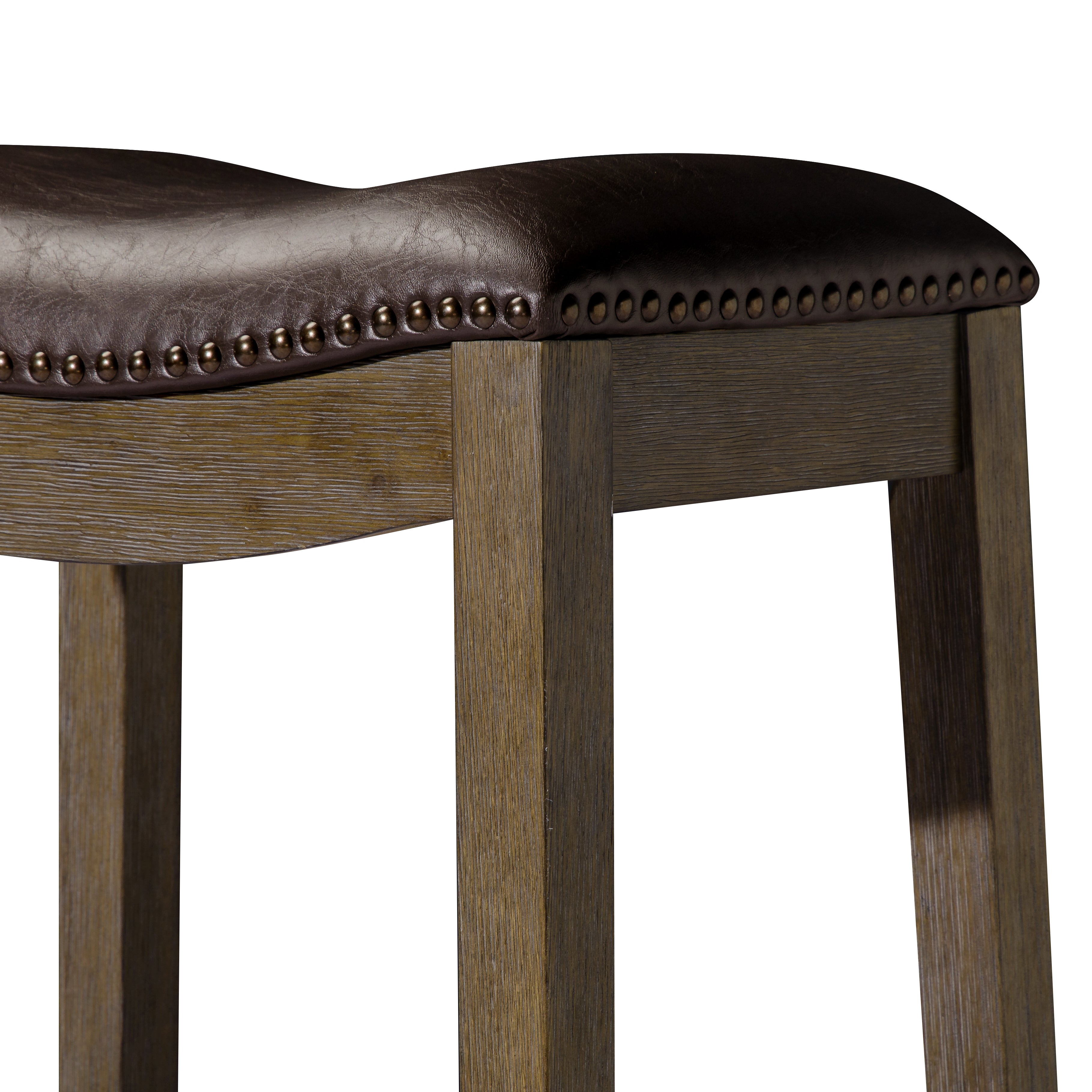 Alex Counter Stool in Walnut Finish with Marksman Saddle Vegan Leather in Stools by Maven Lane