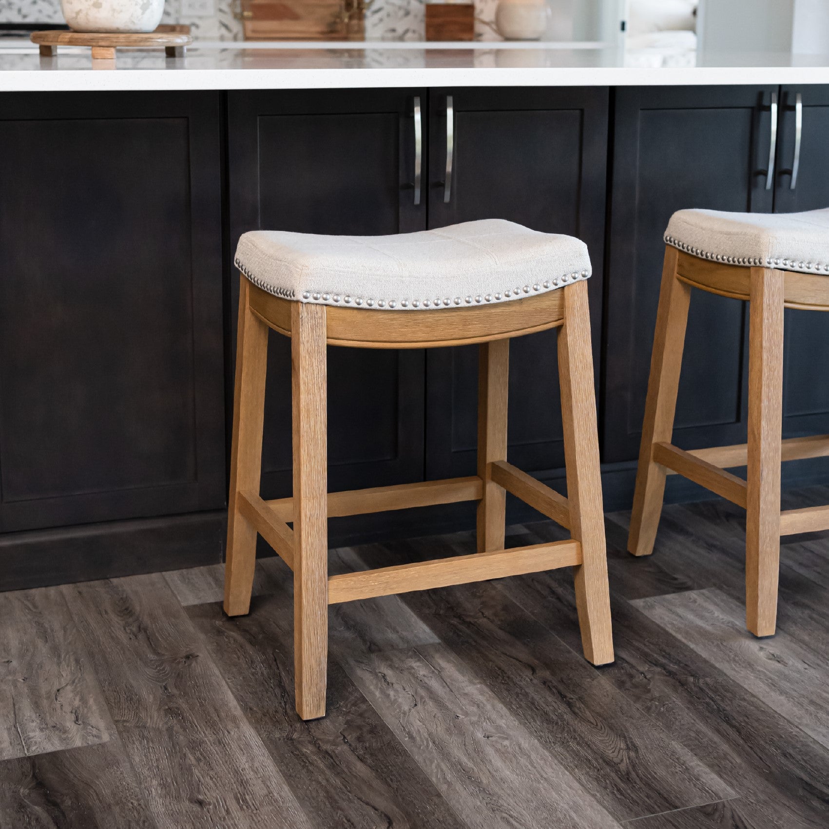 26" Sophia Counter Stool in Natural Finish with Natural Fabric in Stools by Maven Lane