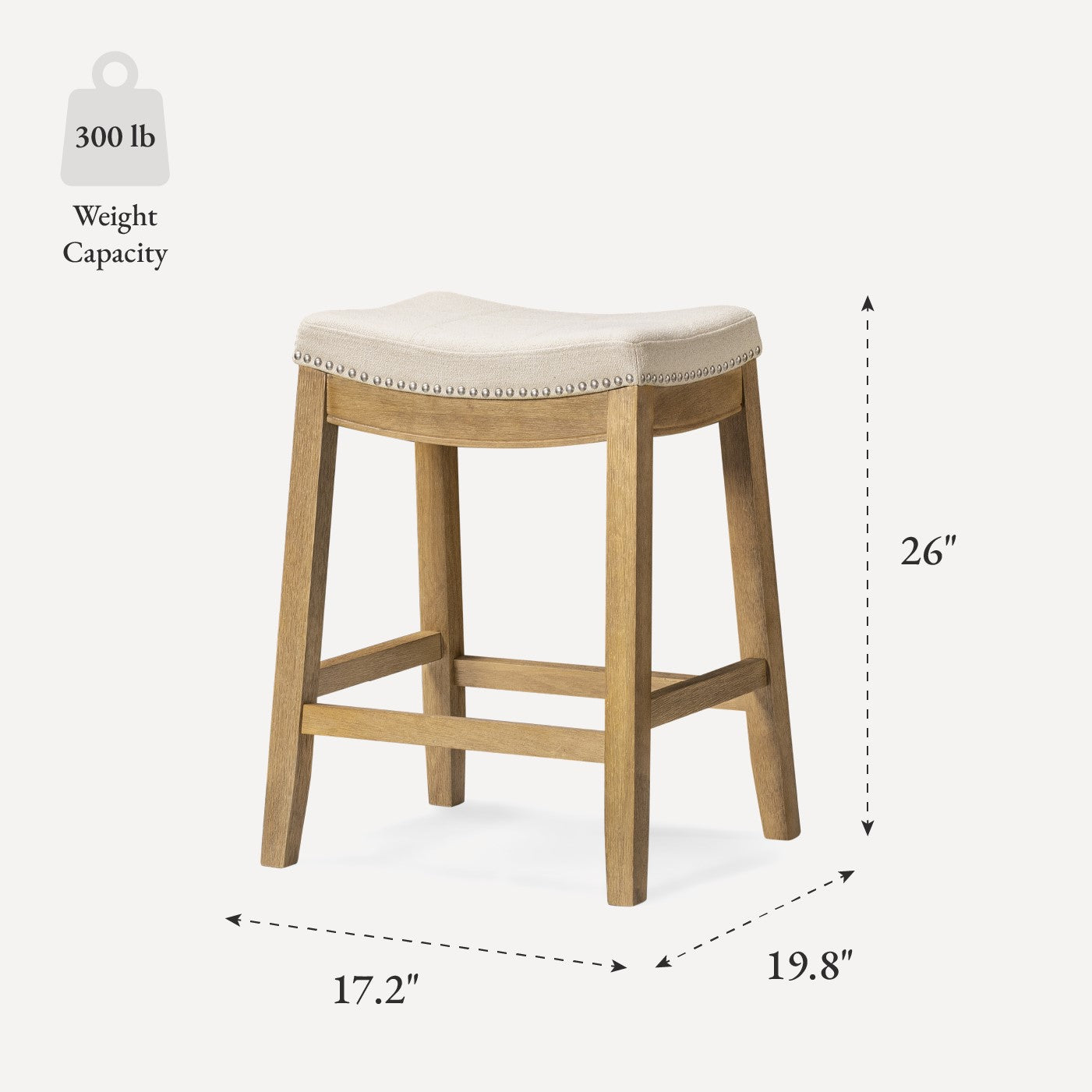 Sophia Counter Stool in Natural Finish with Beige Fabric Upholstery in Stools by Maven Lane