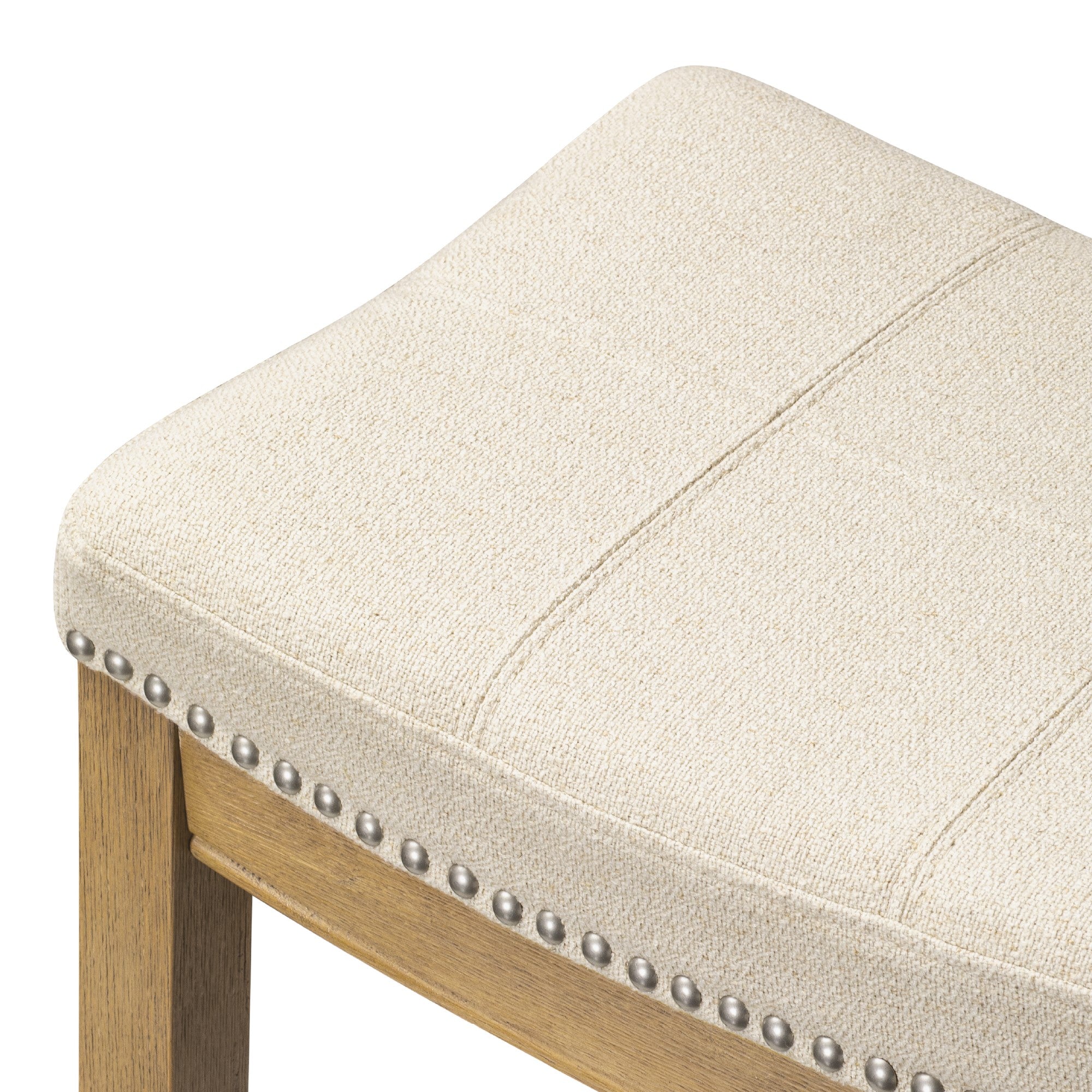 Sophia Counter Stool in Natural Finish with Beige Fabric Upholstery in Stools by Maven Lane