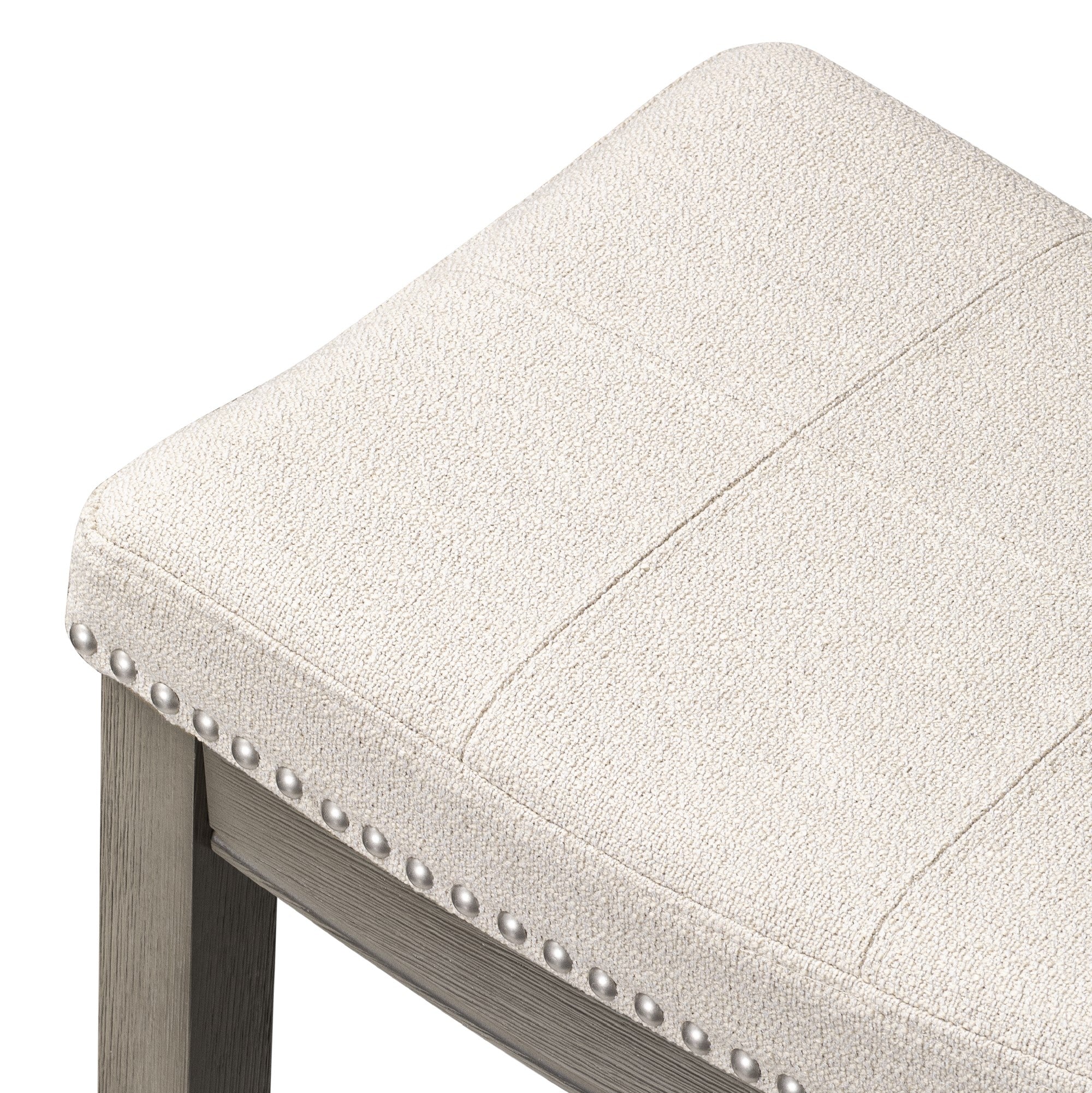 31" Sophia Bar Stool in Grey Finish and Grey Fabric Upholstery in Stools by Maven Lane