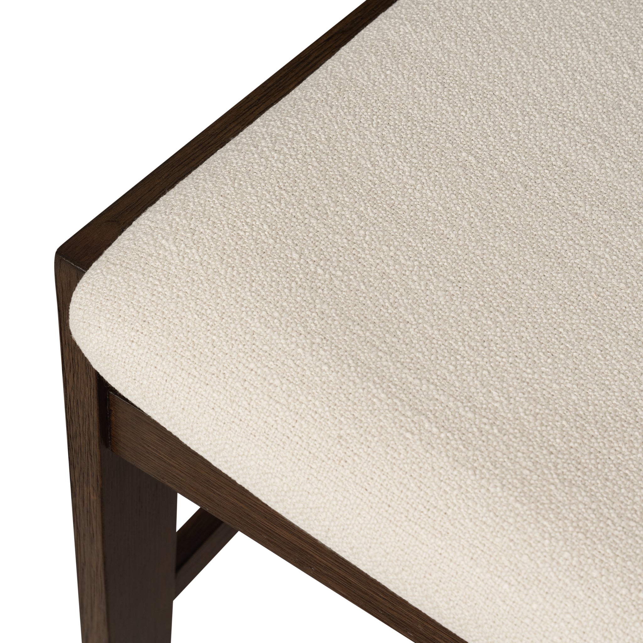 Harbor Counter Stool in Aged Brown with Light Beige Fabric Upholstery in Maven Lane by Maven Lane