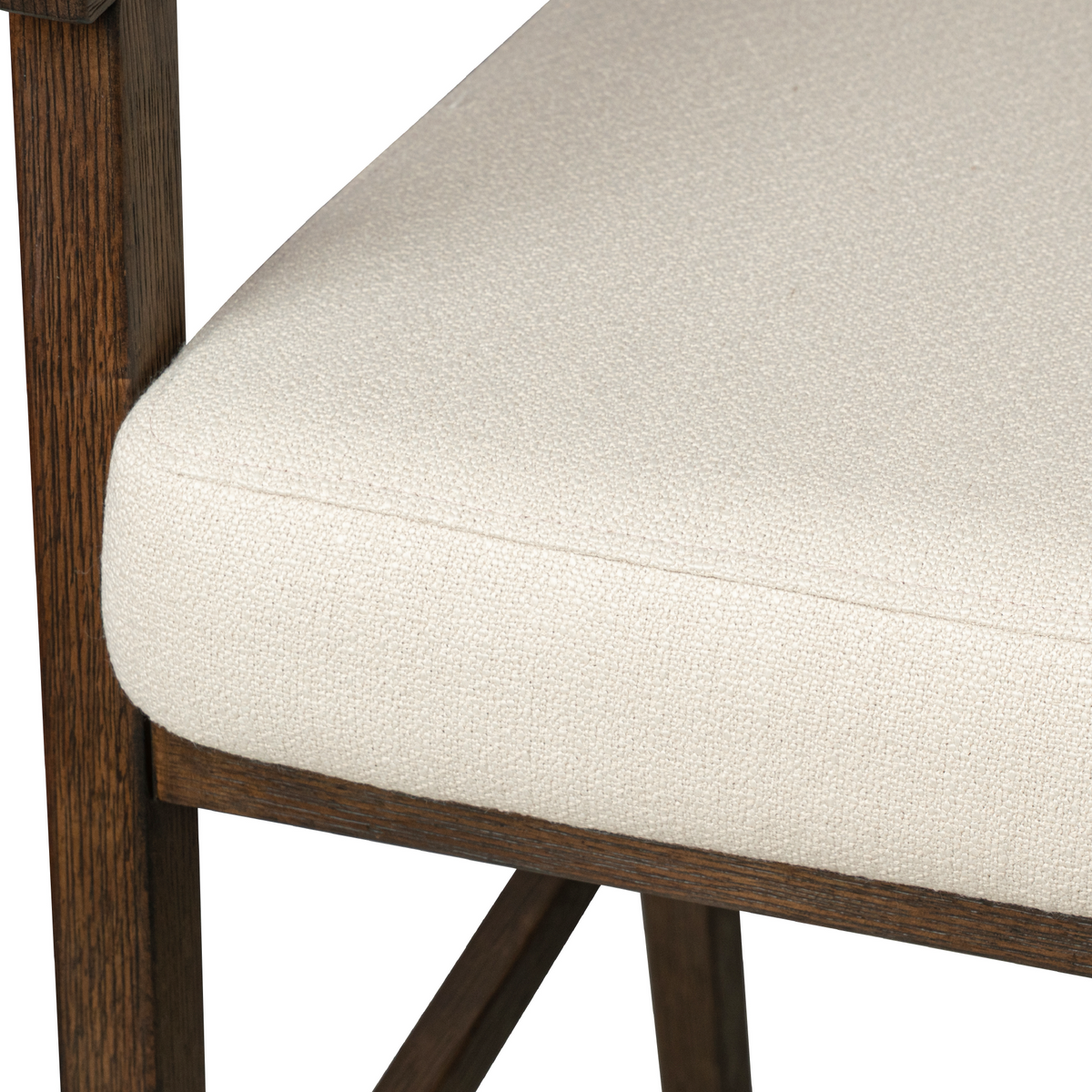 Chloe Bar Stool in Brown Finish with Beige Fabric Upholstery and Honey Rattan Back in Stools by Maven Lane