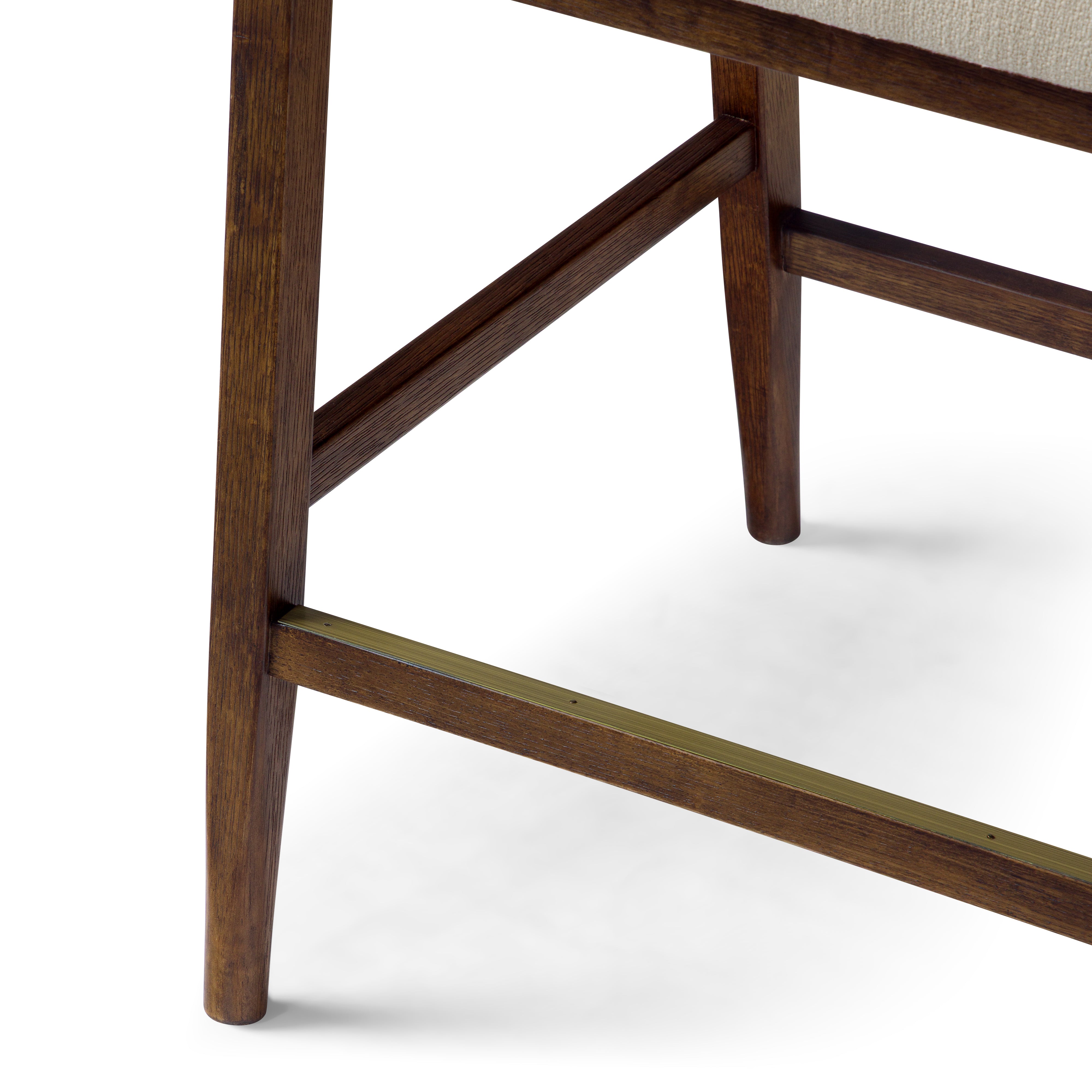 26" Chloe Counter Stool in Brown Finish with Beige Fabric Upholstery and Honey Rattan Back in Maven Lane by Maven Lane