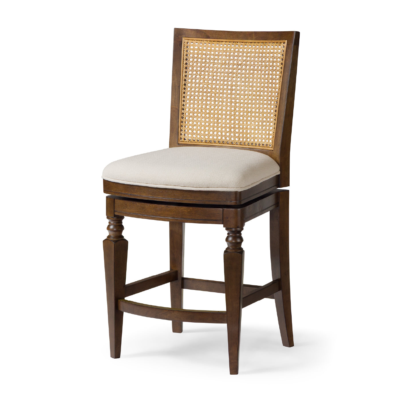 Sonoma Swivel Counter Stool in Brown Finish and Beige Fabric in Stools by Maven Lane