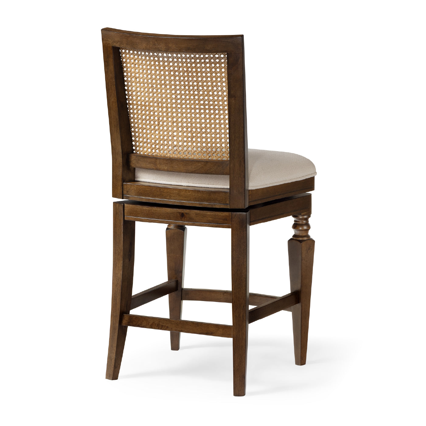 26" Sonoma Swivel Counter Stool in Brown Finish and Beige Fabric in Stools by Maven Lane