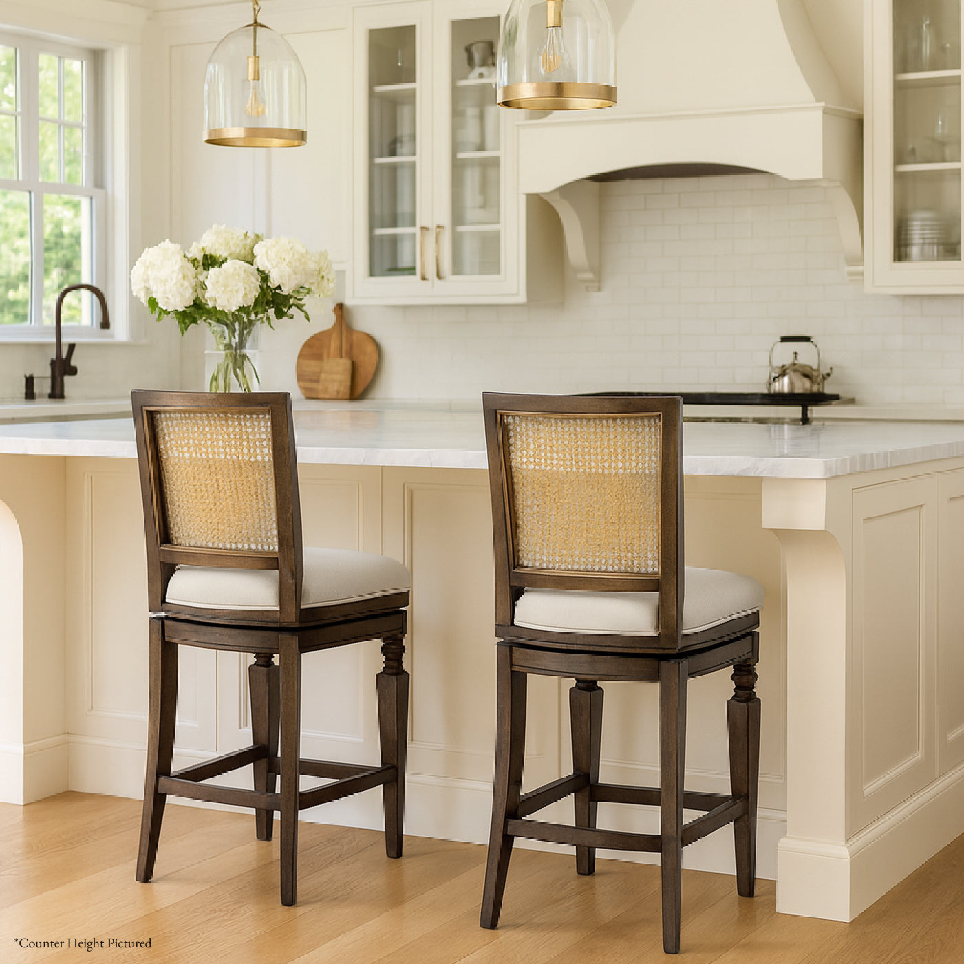 31" Sonoma Swivel Bar Stool in Brown Finish and Beige Fabric in Stools by Maven Lane