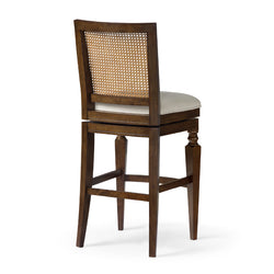 Sonoma Swivel Bar Stool in Brown Finish and Beige Fabric in Stools by Maven Lane