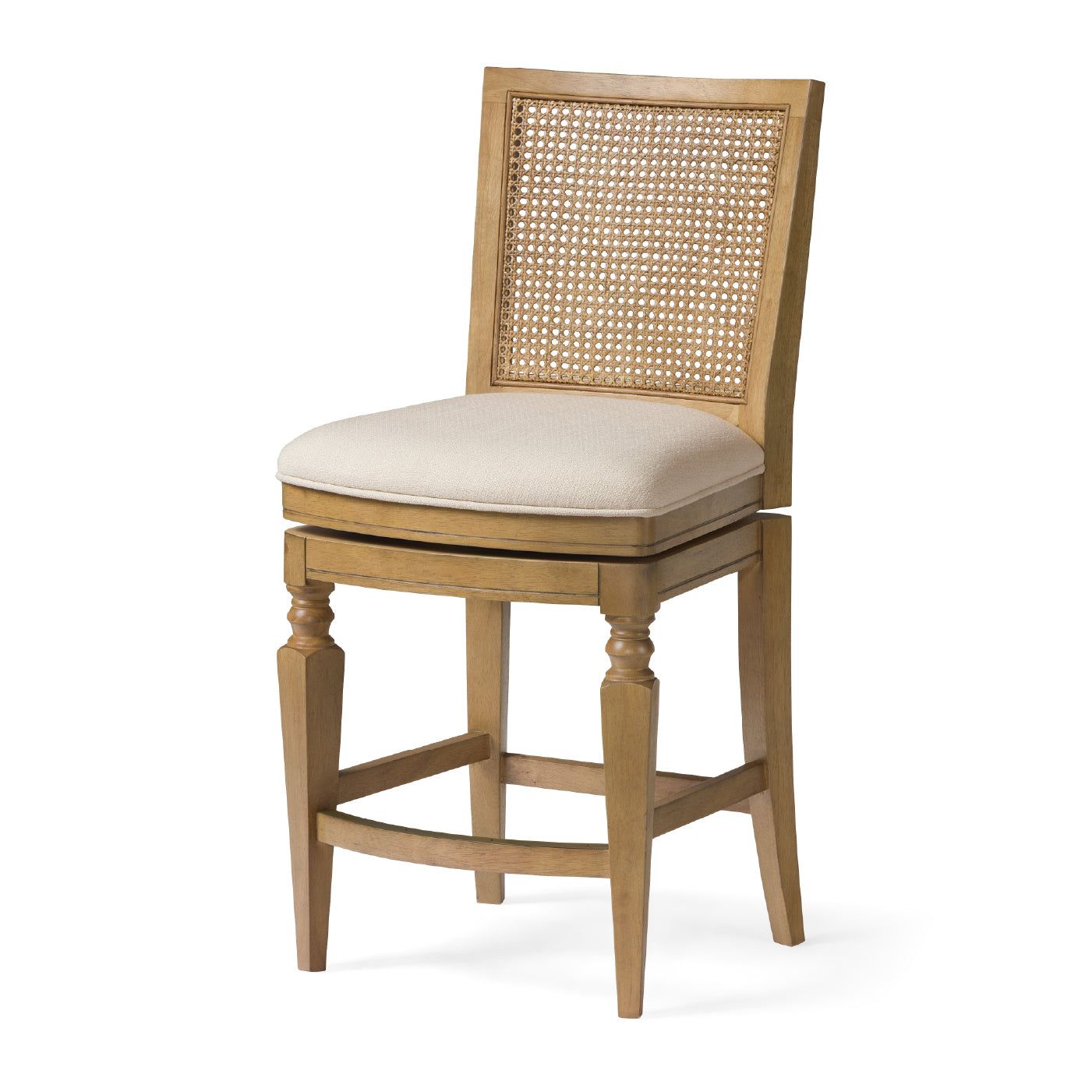 Sonoma Swivel Counter Stool in Natural Finish and Beige Fabric in Stools by Maven Lane