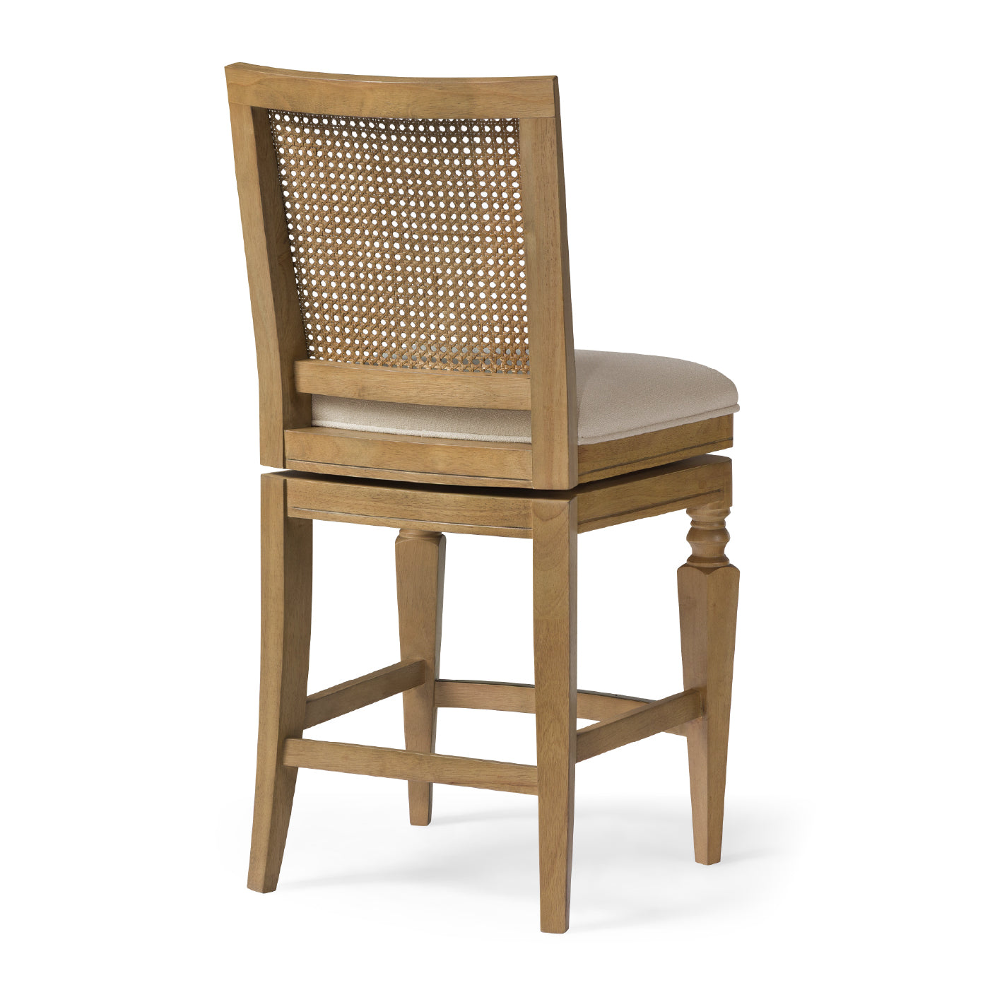 Sonoma Swivel Counter Stool in Natural Finish and Beige Fabric in Stools by Maven Lane