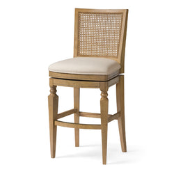 Sonoma Swivel Bar Stool in Natural Finish and Beige Fabric in Stools by Maven Lane