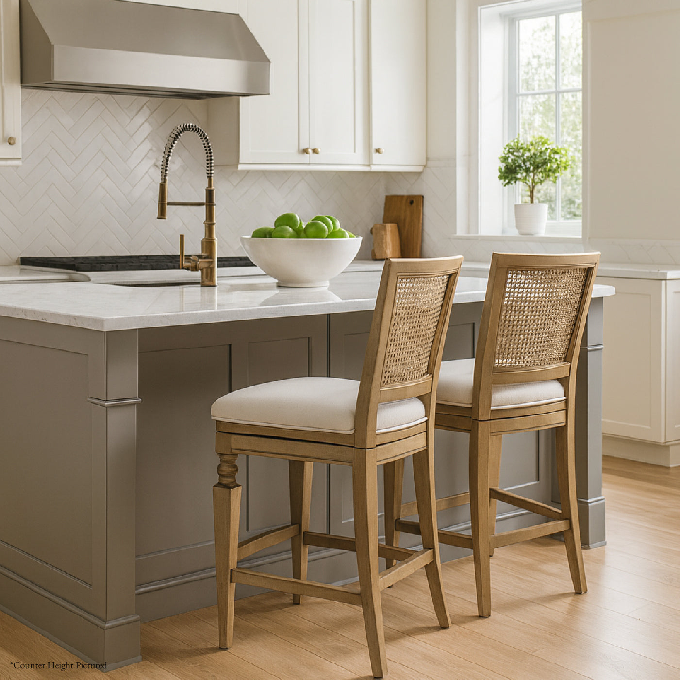 31" Sonoma Swivel Bar Stool in Natural Finish and Beige Fabric in Stools by Maven Lane