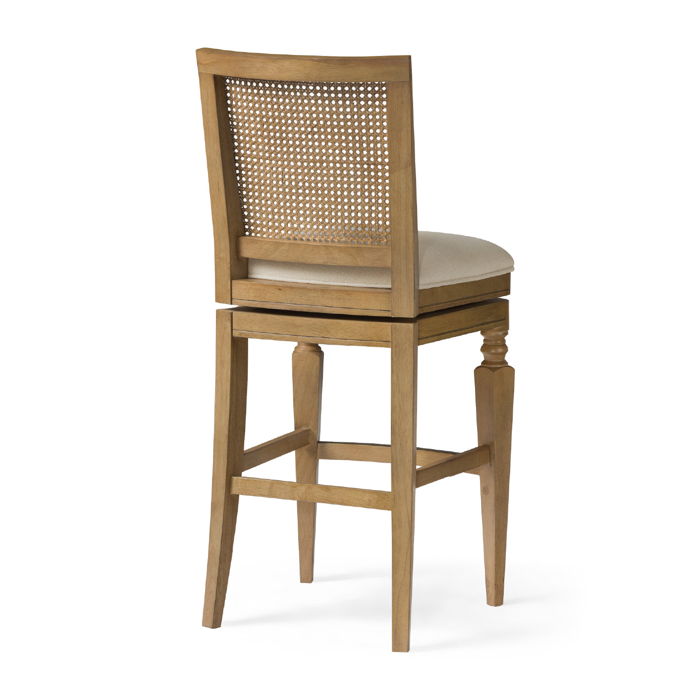 Sonoma Swivel Bar Stool in Natural Finish and Beige Fabric in Stools by Maven Lane