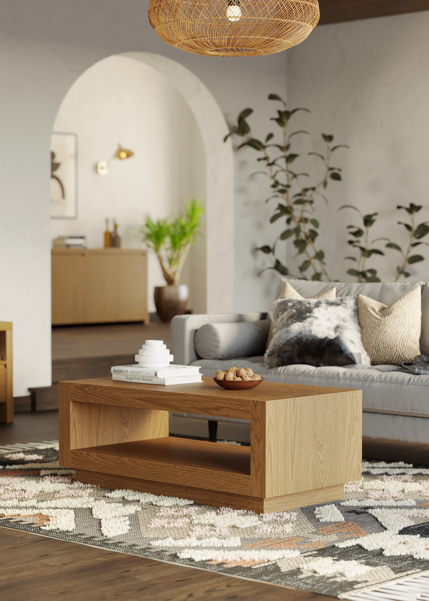 Artemis Contemporary Wooden Coffee Table in Refined Natural Finish in Accent Tables by Maven Lane