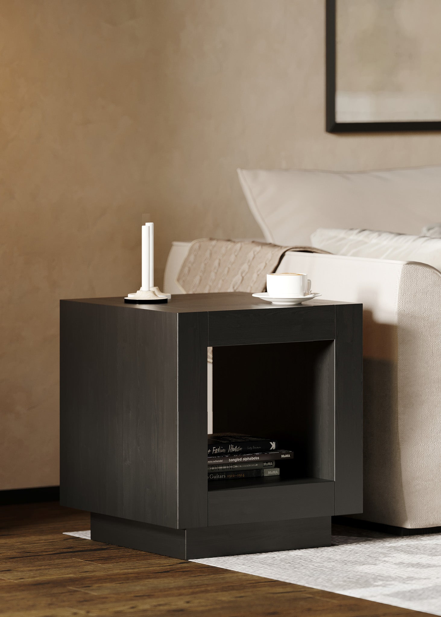 Artemis Contemporary Wooden Side Table in Refined Black Finish in Accent Tables by Maven Lane