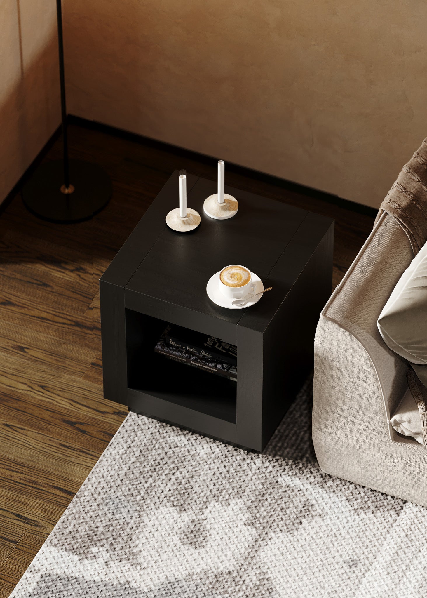 Artemis Contemporary Wooden Side Table in Refined Black Finish in Accent Tables by Maven Lane