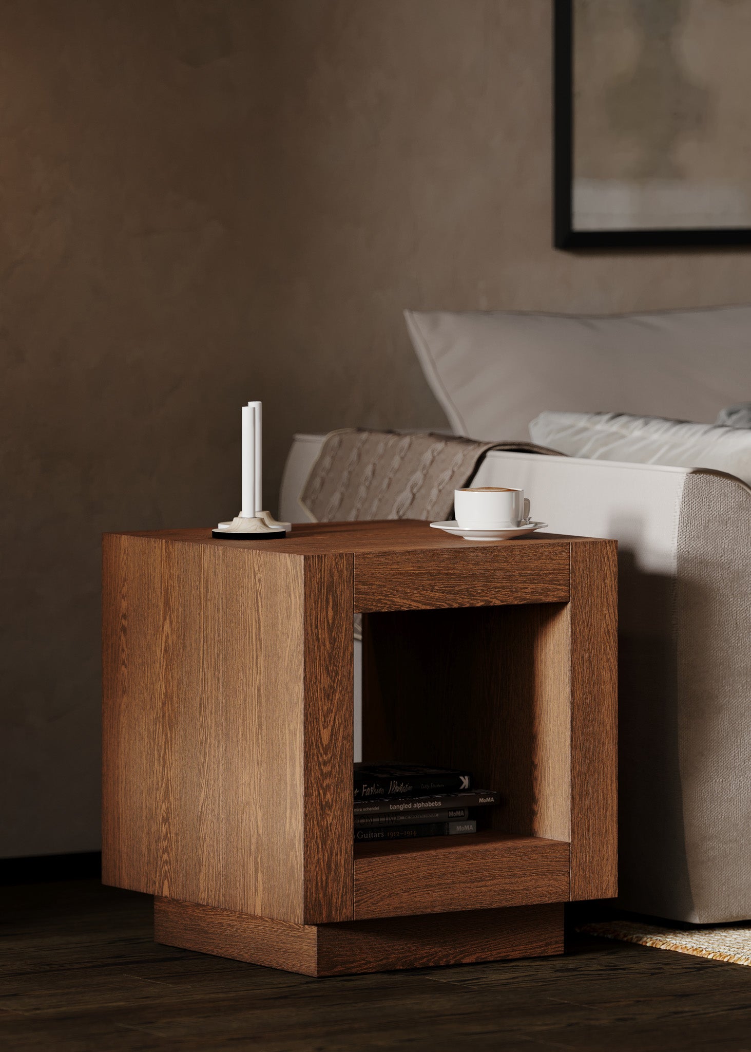 Artemis Contemporary Wooden Side Table in Refined Brown Finish in Accent Tables by Maven Lane