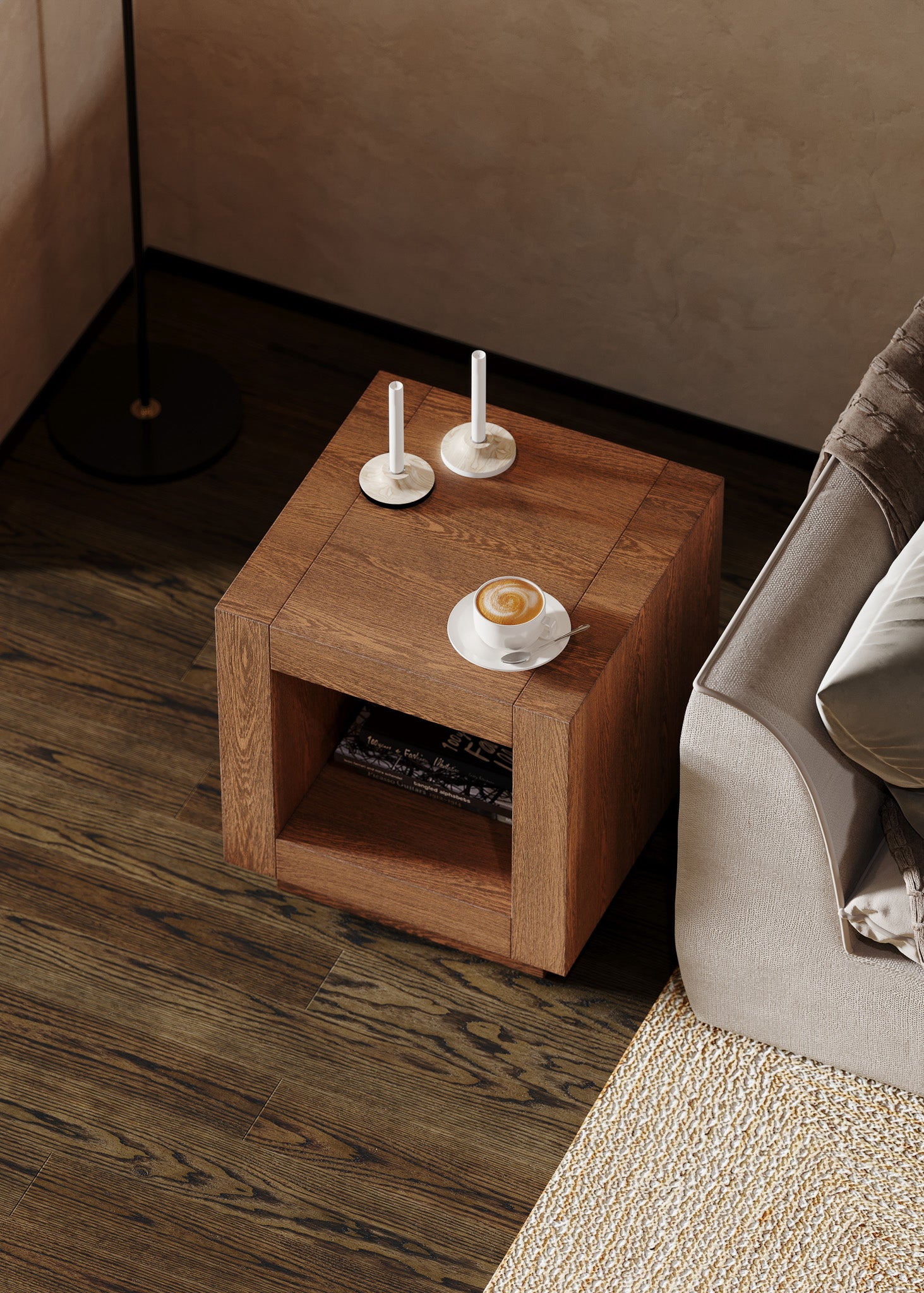 Artemis Contemporary Wooden Side Table in Refined Brown Finish in Accent Tables by VMI