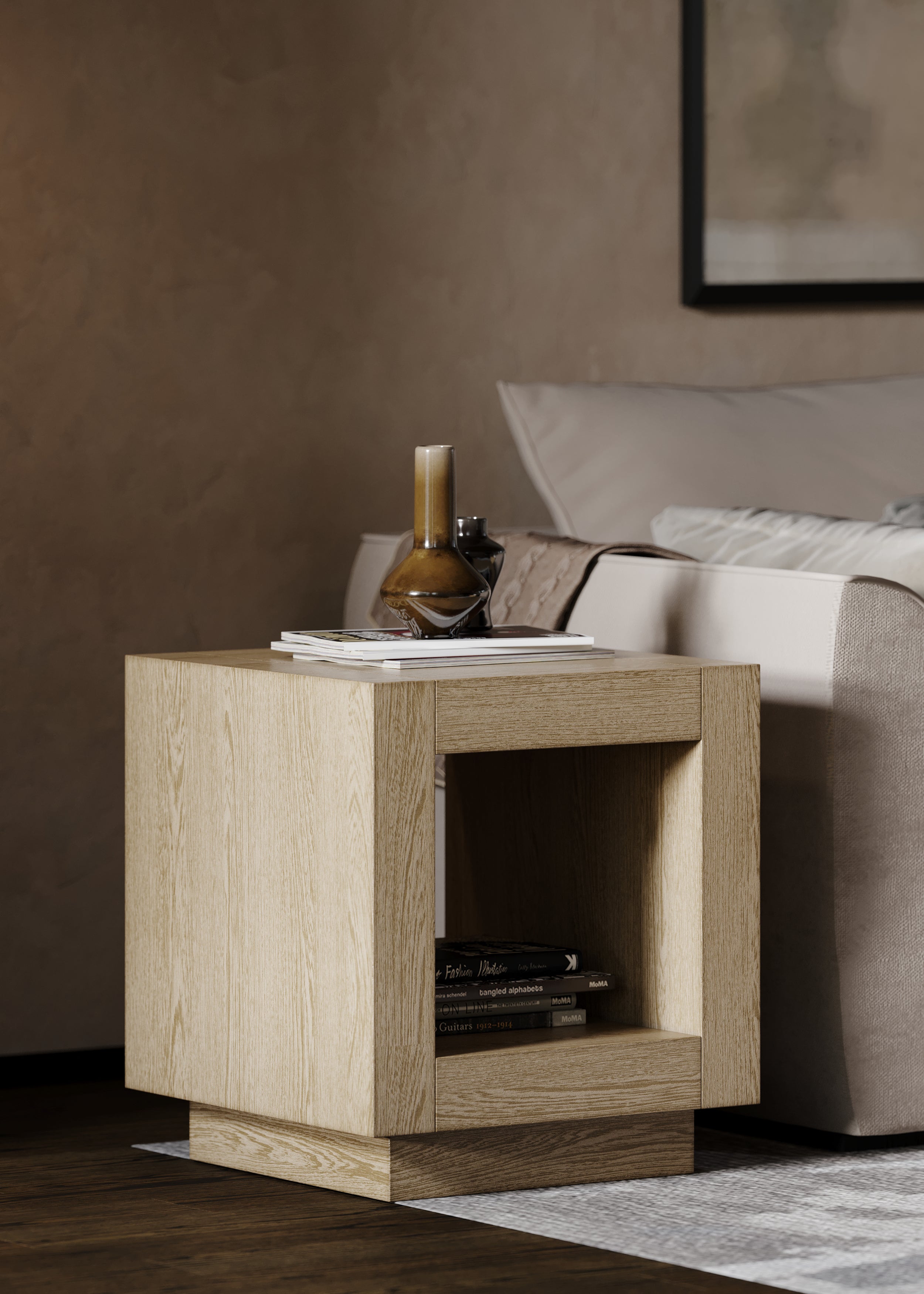 Artemis Contemporary Wooden Side Table in Refined Grey Finish in Accent Tables by Maven Lane