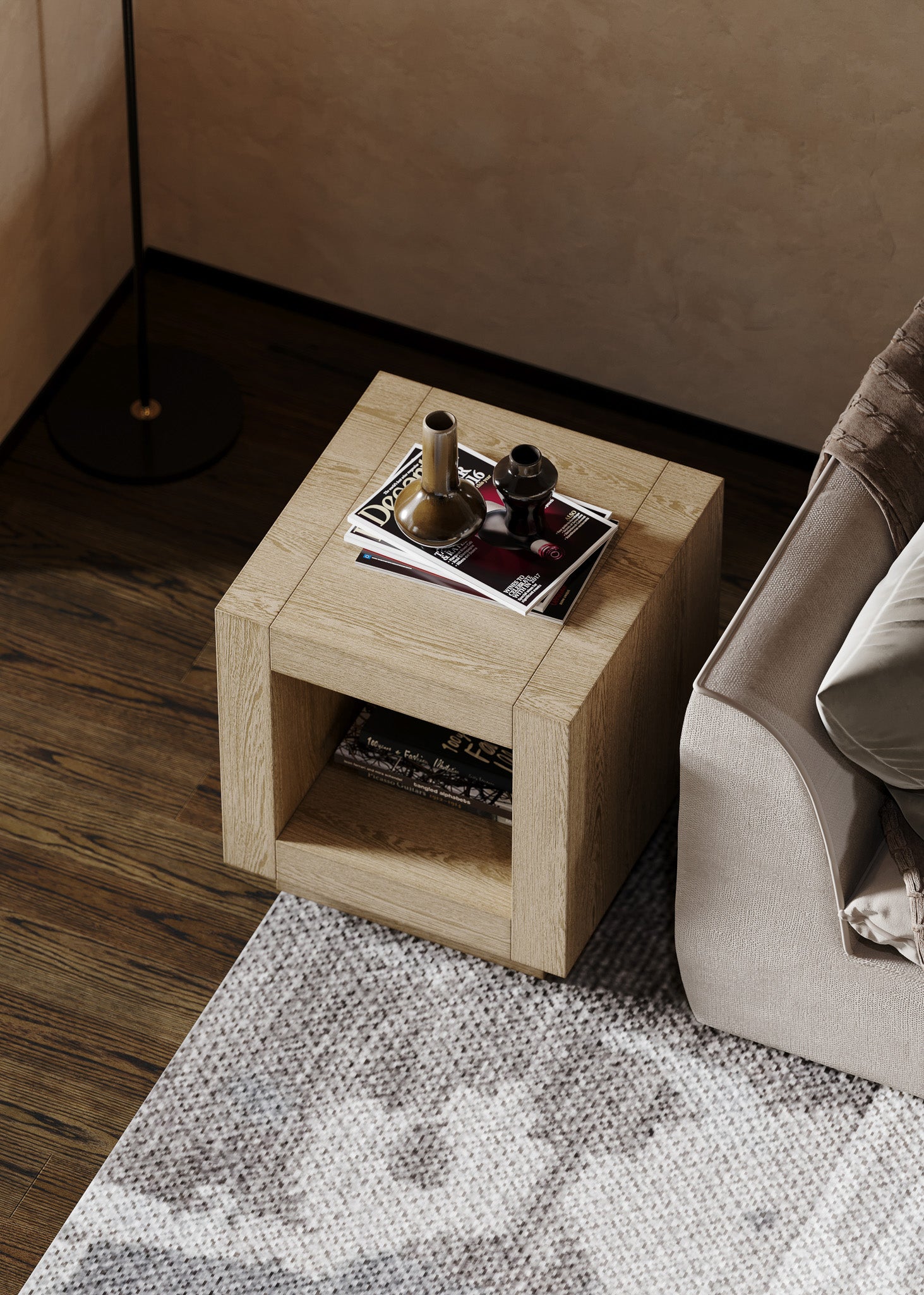 Artemis Contemporary Wooden Side Table in Refined Grey Finish in Accent Tables by Maven Lane