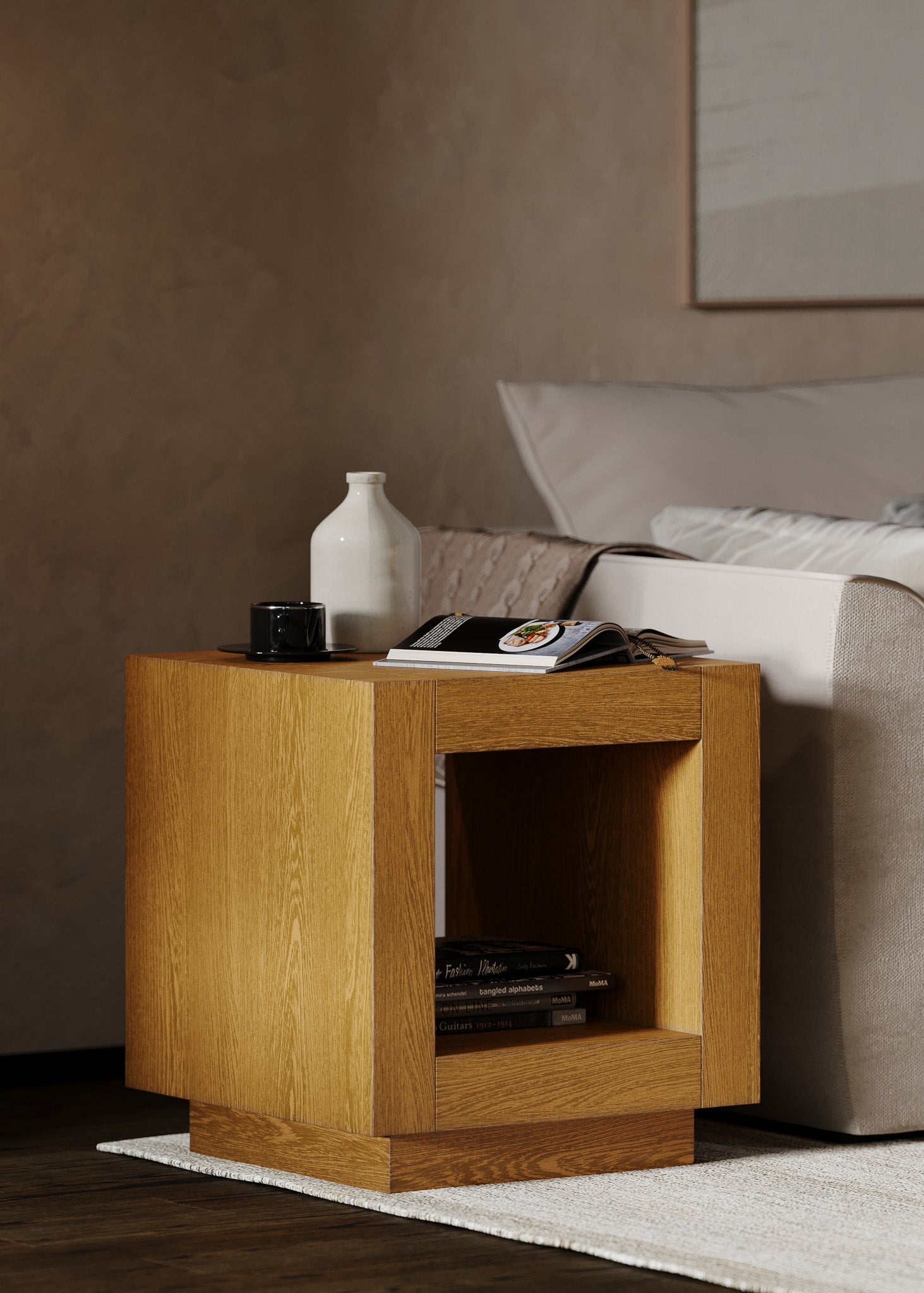 Artemis Contemporary Wooden Side Table in Refined Natural Finish in Accent Tables by Maven Lane