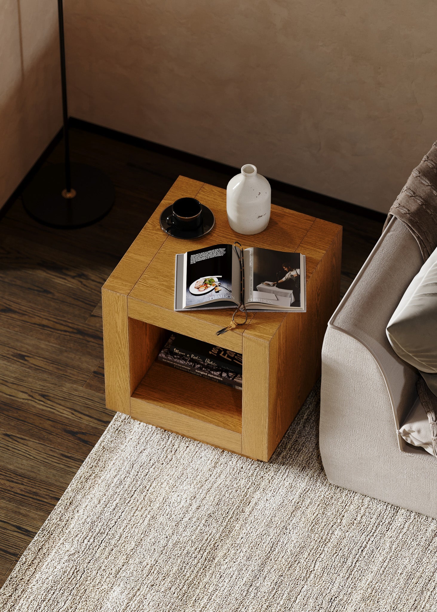 Artemis Contemporary Wooden Side Table in Refined Natural Finish in Accent Tables by Maven Lane