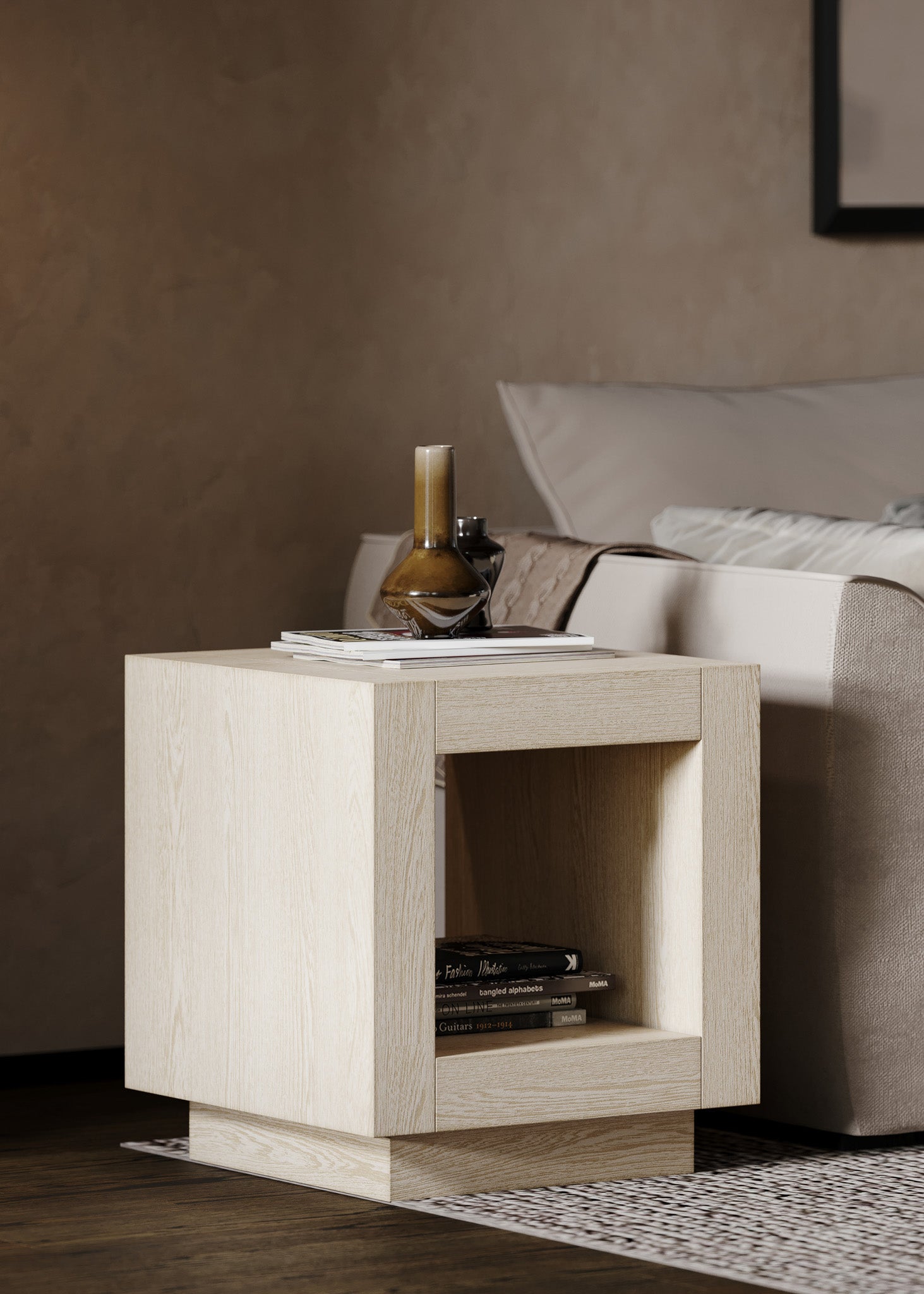 Artemis Contemporary Wooden Side Table in Refined White Finish in Accent Tables by Maven Lane