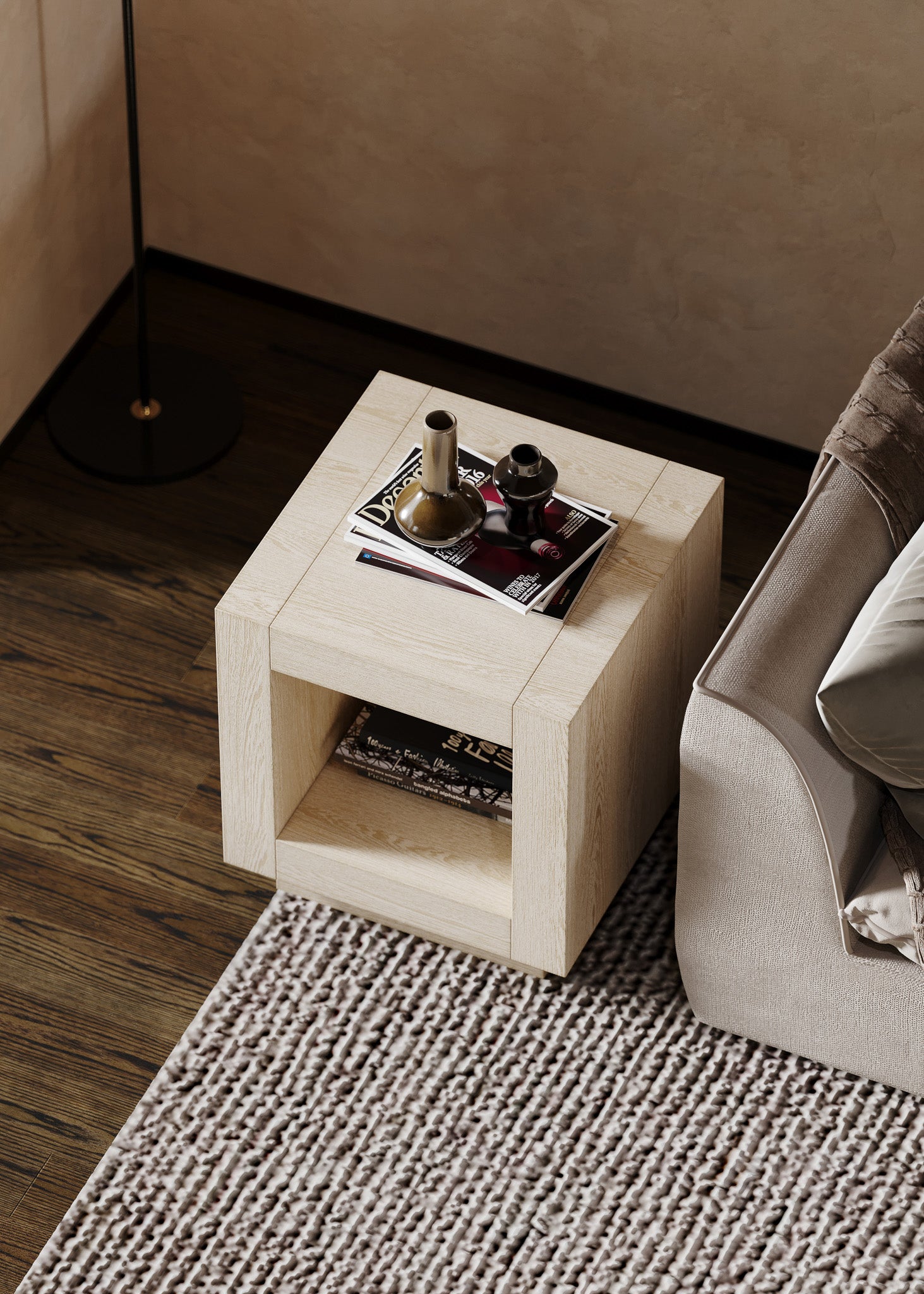 Artemis Contemporary Wooden Side Table in Refined White Finish in Accent Tables by Maven Lane