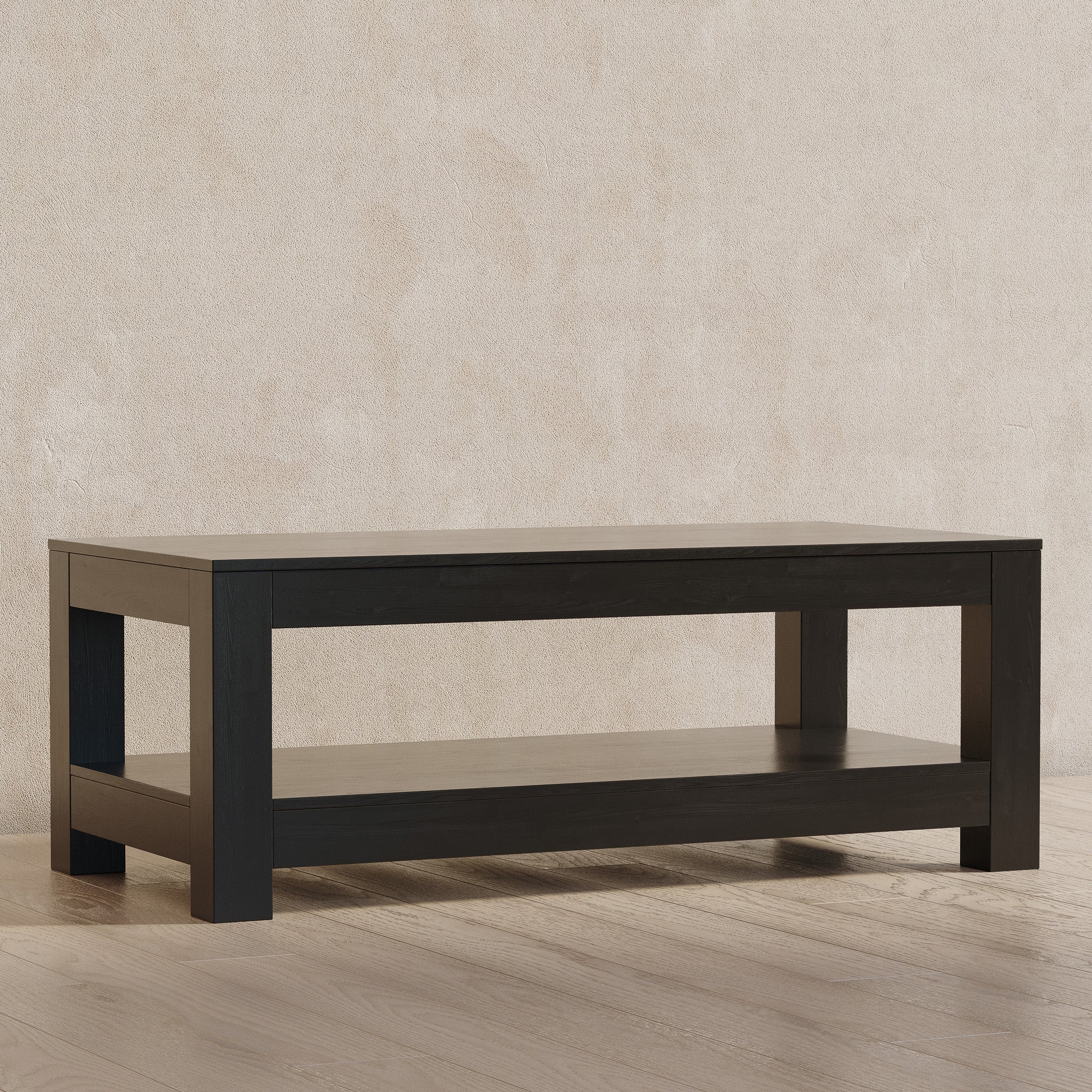 Paulo Wooden Coffee Table in Weathered Black Finish in Accent Tables by Maven Lane