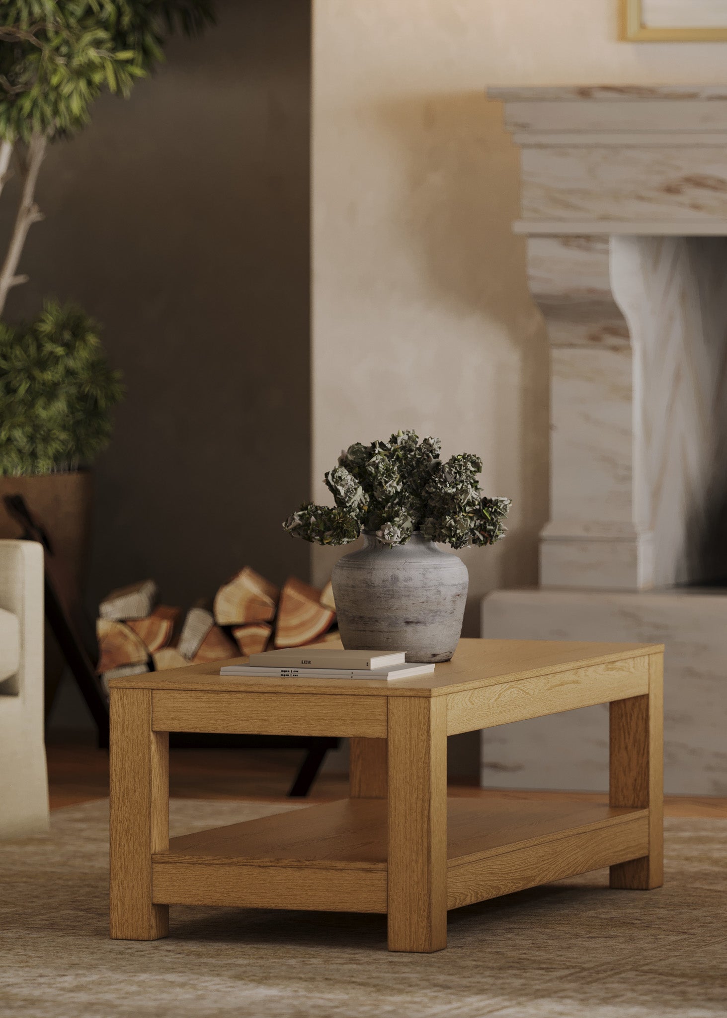 Paulo Wooden Coffee Table in Weathered Natural Finish in Accent Tables by Maven Lane