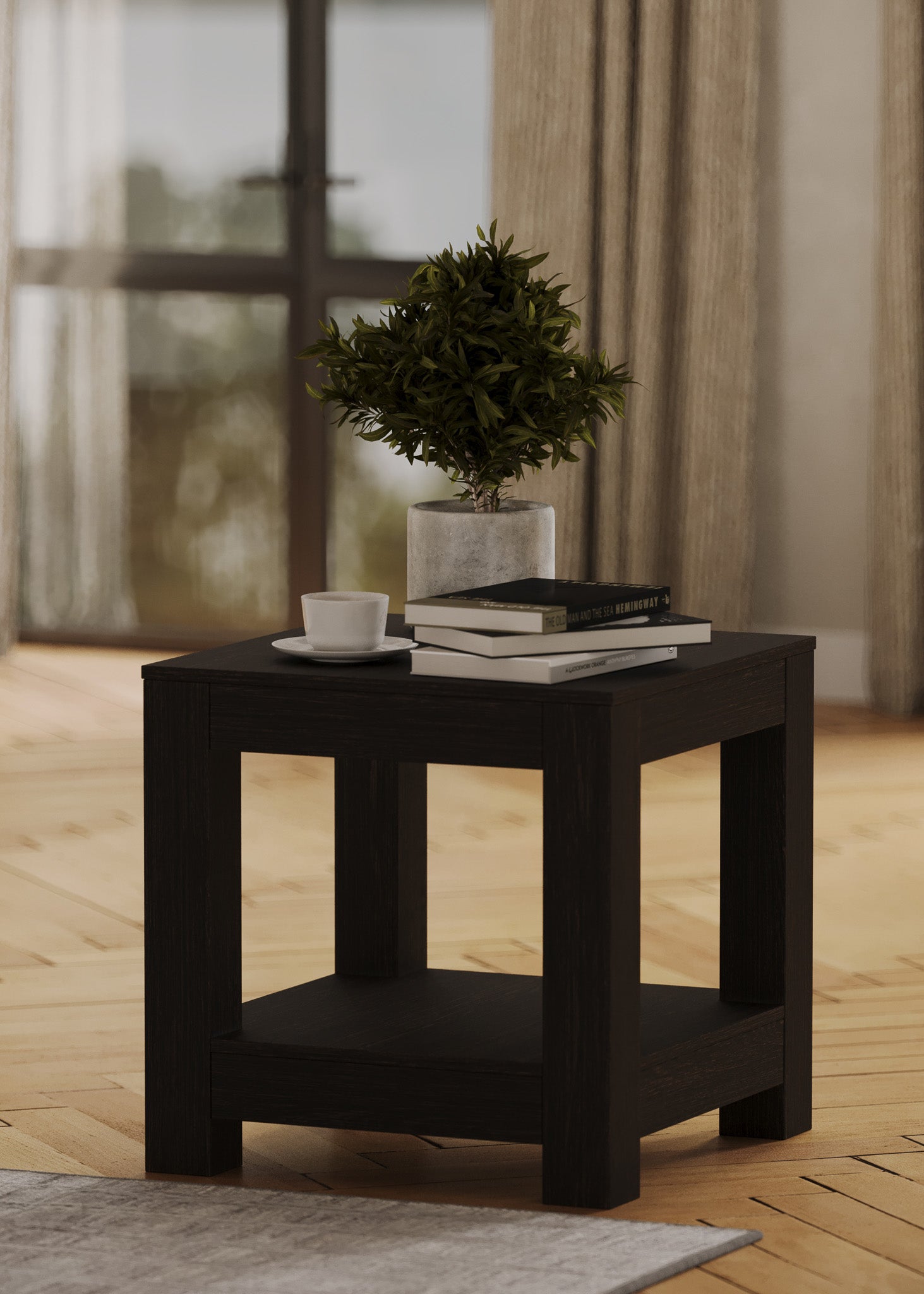 Paulo Wooden Side Table in Weathered Brown Finish in Accent Tables by Maven Lane