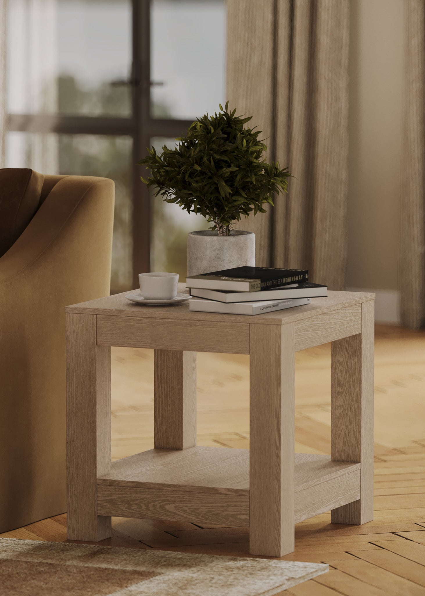 Paulo Wooden Side Table in Weathered White Finish in Accent Tables by Maven Lane