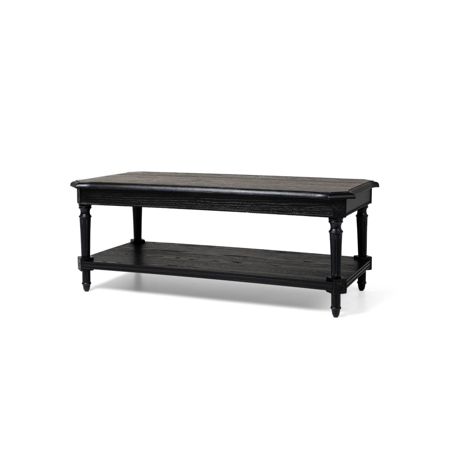Pullman Traditional Rectangular Wooden Coffee Table in Antiqued Black Finish in Accent Tables by Maven Lane