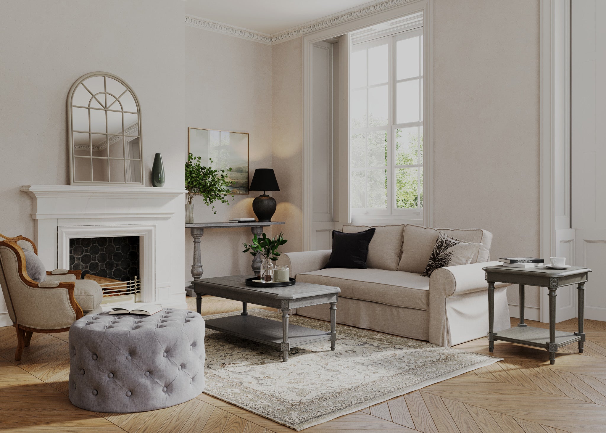 Pullman Traditional Rectangular Wooden Coffee Table in Antiqued Grey Finish in Accent Tables by Maven Lane