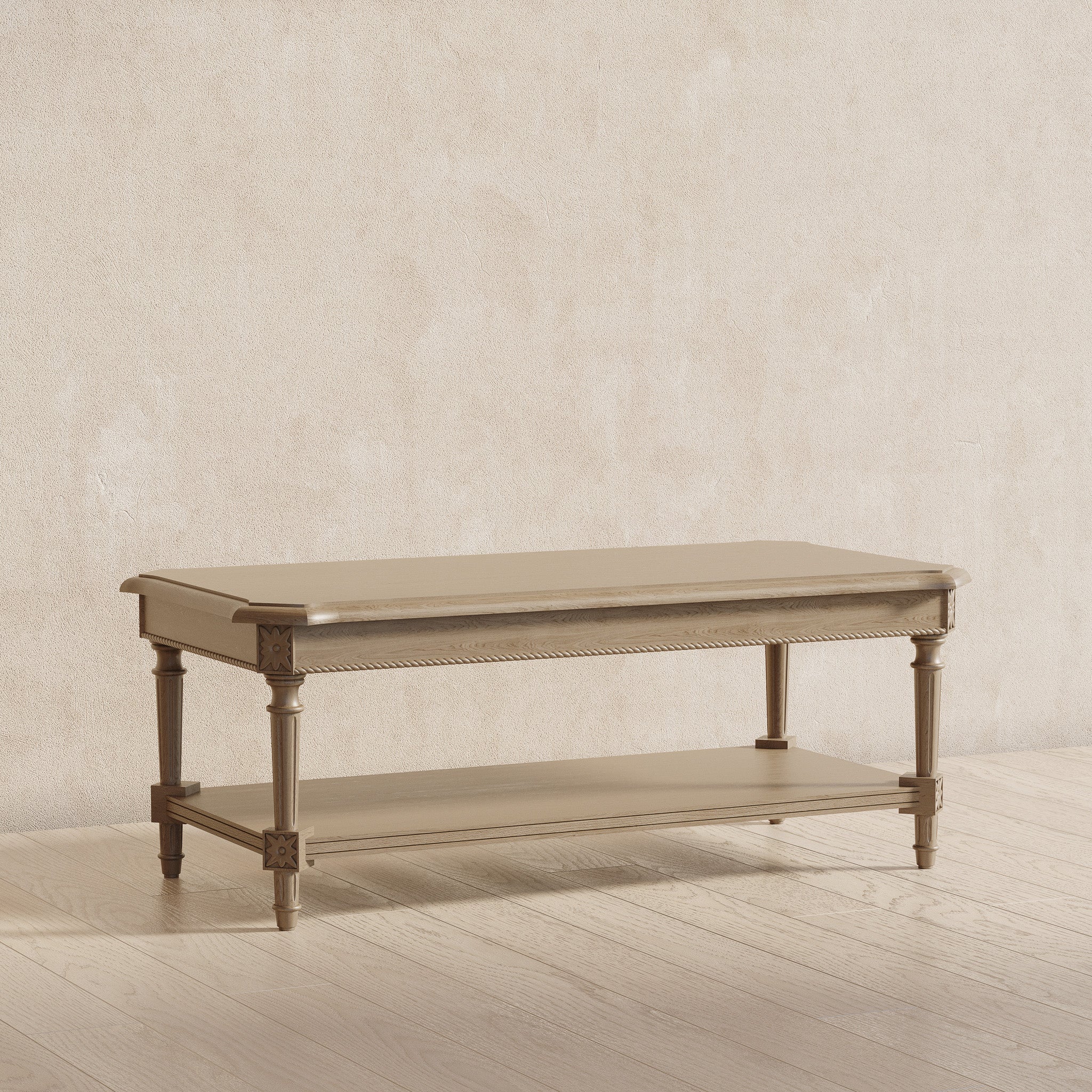 Pullman Traditional Rectangular Wooden Coffee Table in Antiqued Grey Finish in Accent Tables by Maven Lane