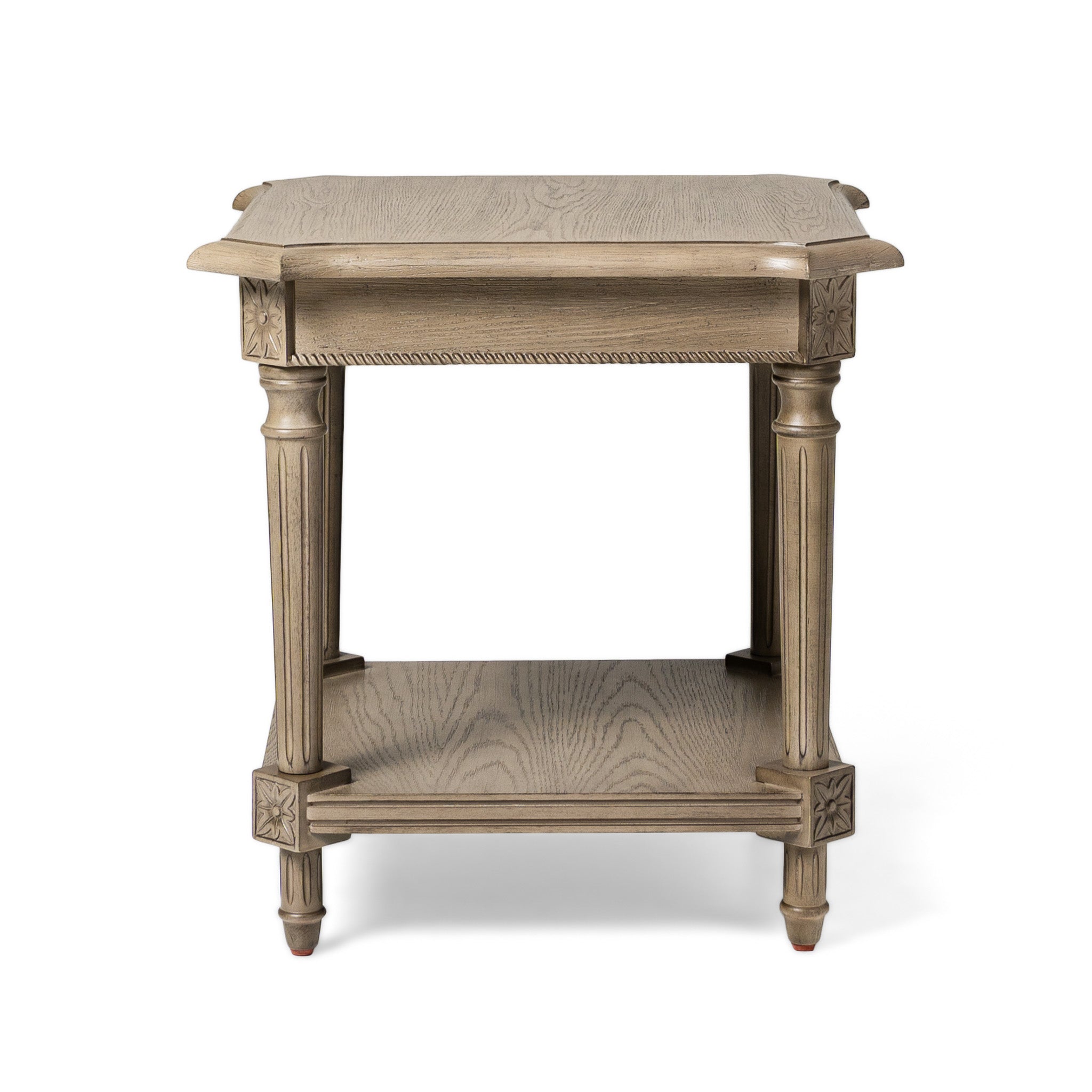 Pullman Traditional Square Wooden Side Table in Antiqued Grey Finish in Accent Tables by Maven Lane