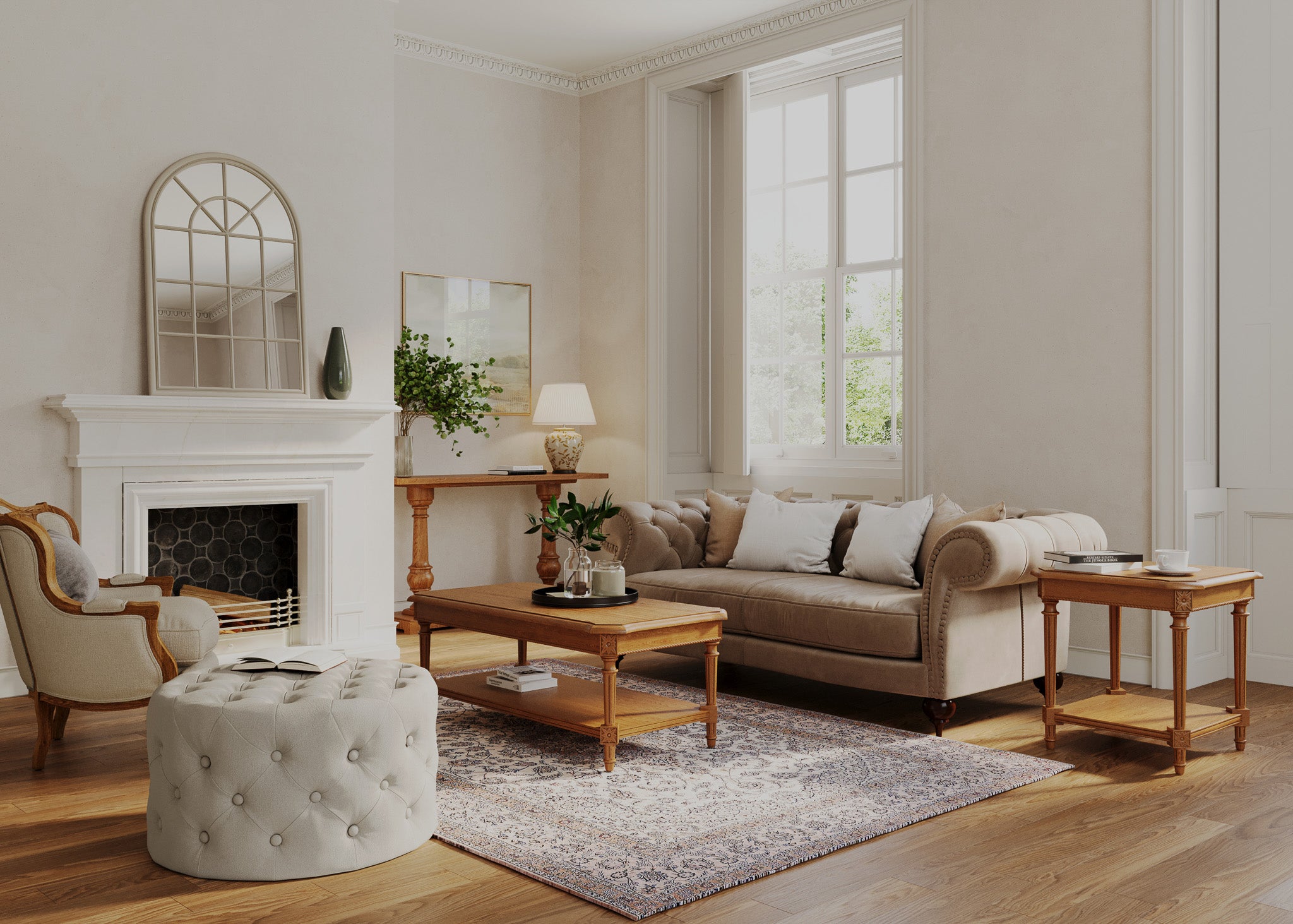 Pullman Traditional Square Wooden Side Table in Antiqued Natural Finish in Accent Tables by Maven Lane