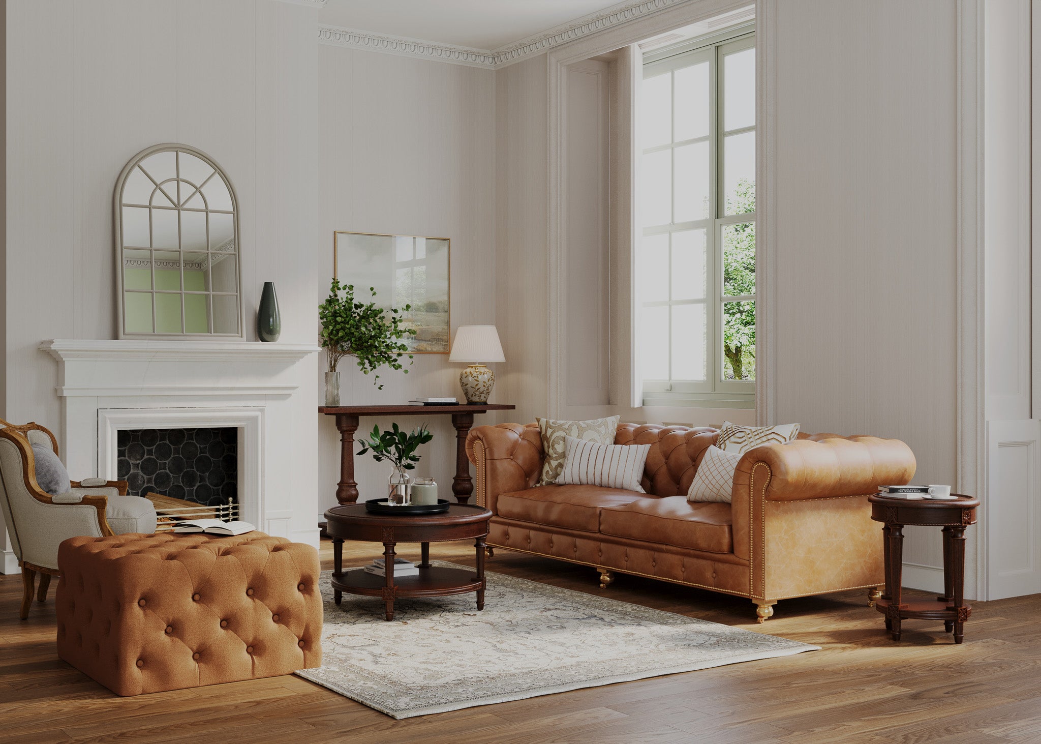 Pullman Traditional Round Wooden Coffee Table in Antiqued Brown Finish in Accent Tables by Maven Lane