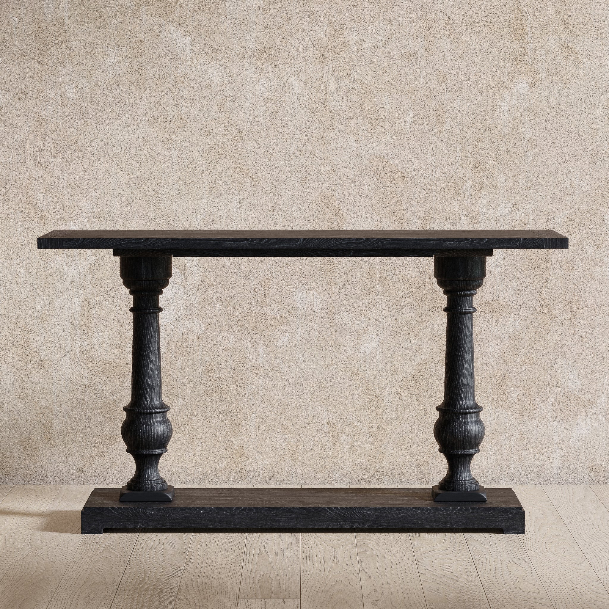 Arthur Classical Wooden Console Table in Antiqued Black Finish in Accent Tables by Maven Lane