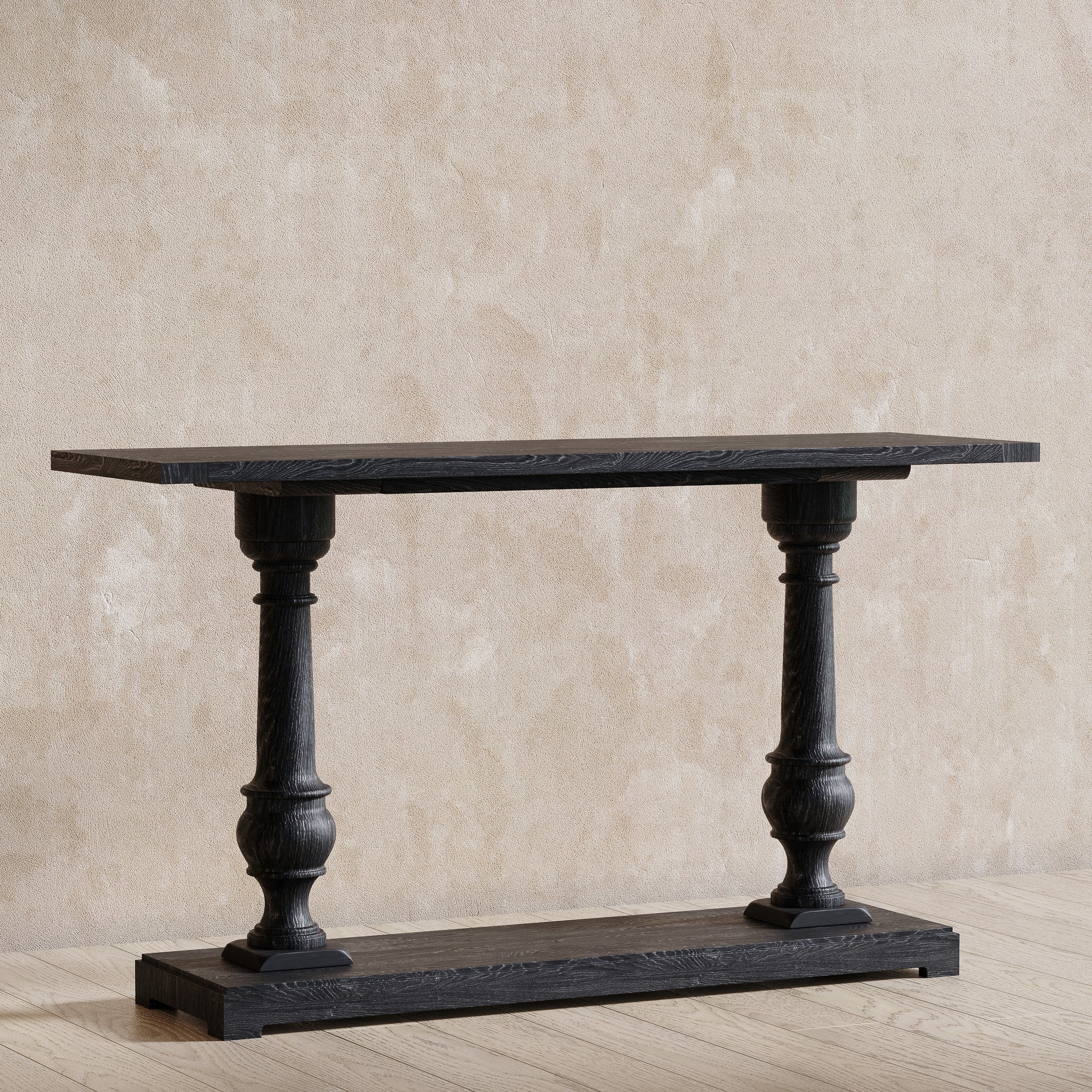 Arthur Classical Wooden Console Table in Antiqued Black Finish in Accent Tables by Maven Lane