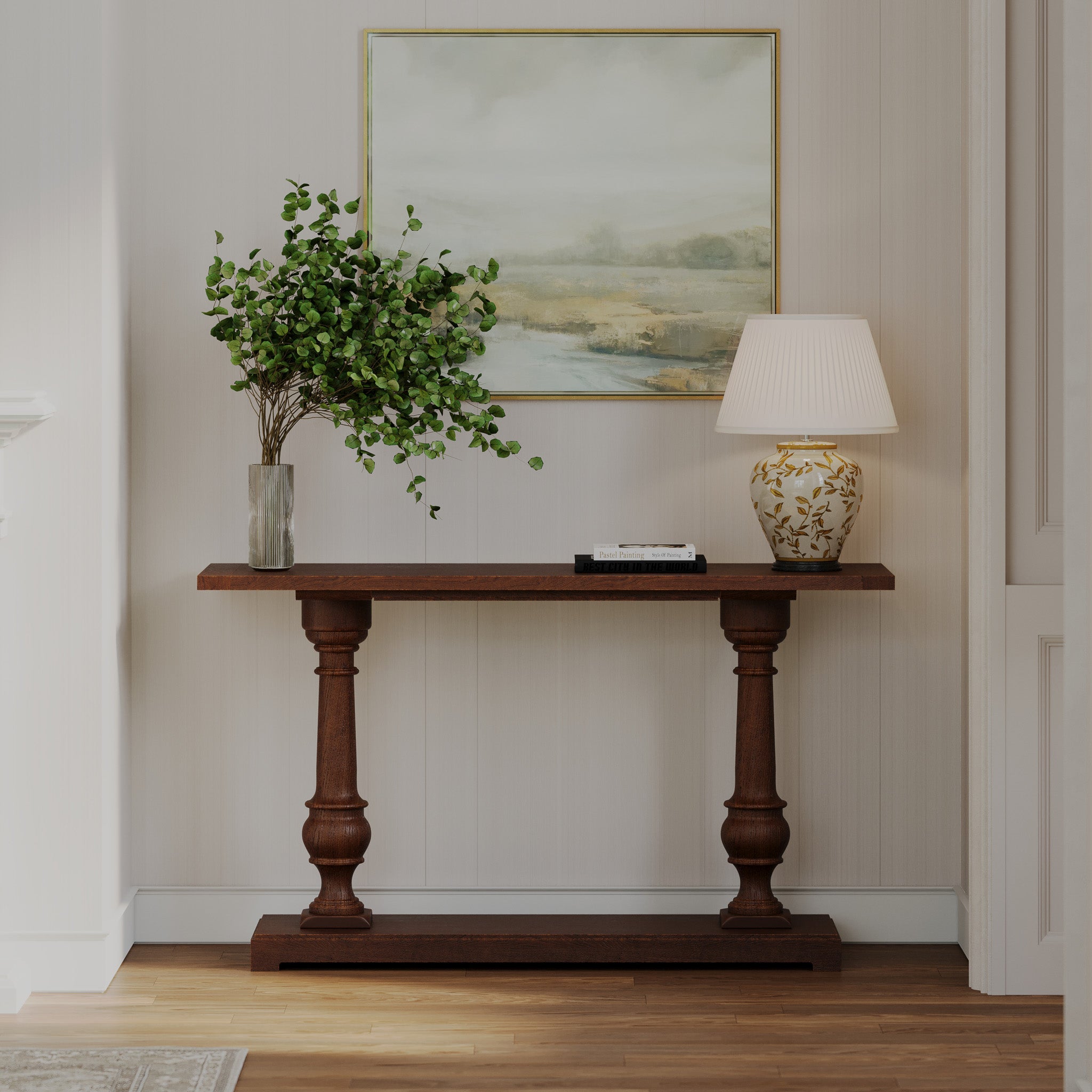 Arthur Classical Wooden Console Table in Antiqued Brown Finish in Accent Tables by Maven Lane