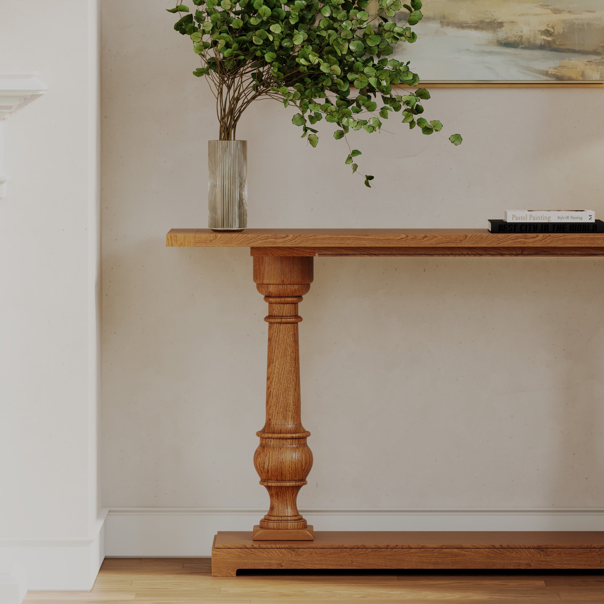 Arthur Classical Wooden Console Table in Antiqued Natural Finish in Accent Tables by Maven Lane