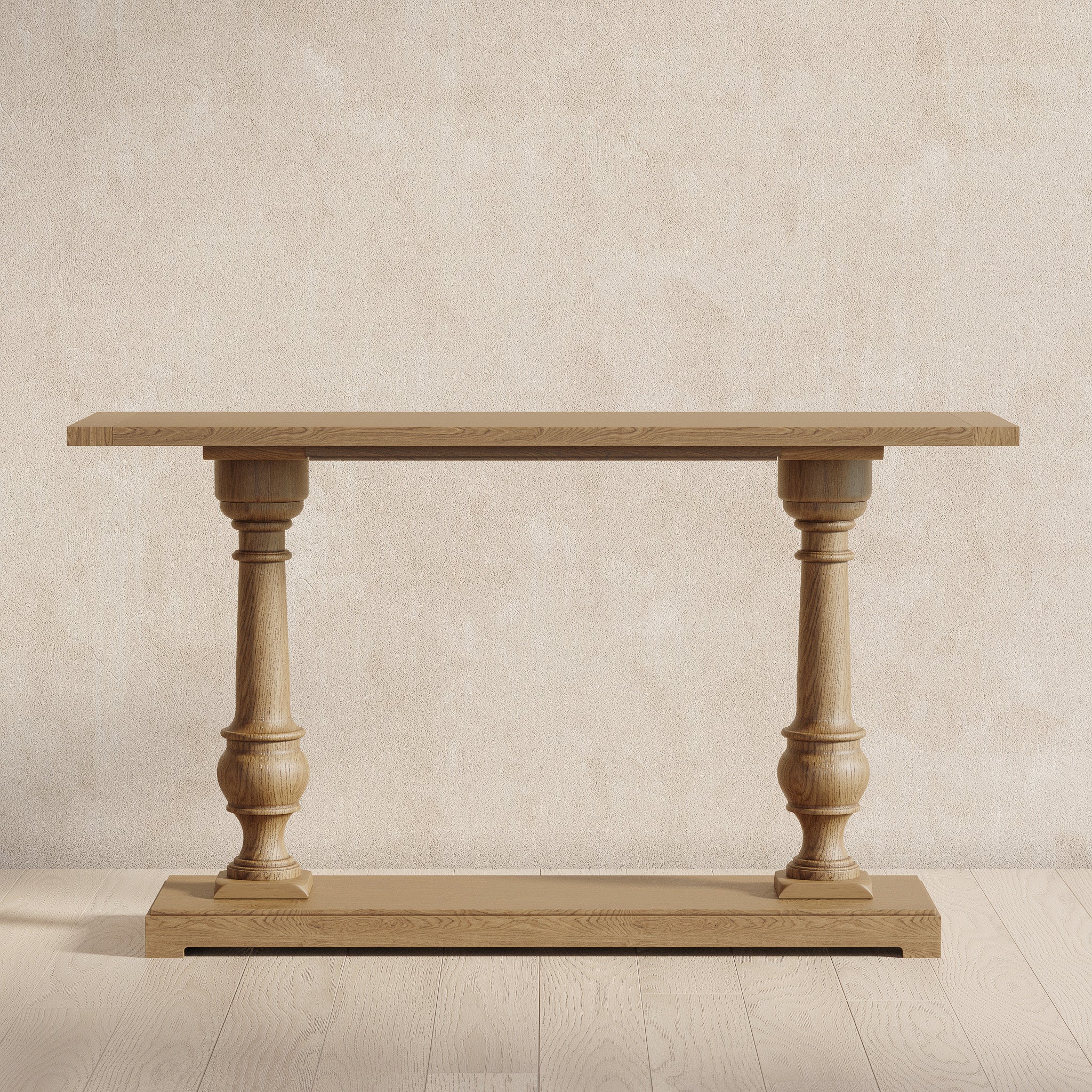 Arthur Classical Wooden Console Table in Antiqued Natural Finish in Accent Tables by Maven Lane