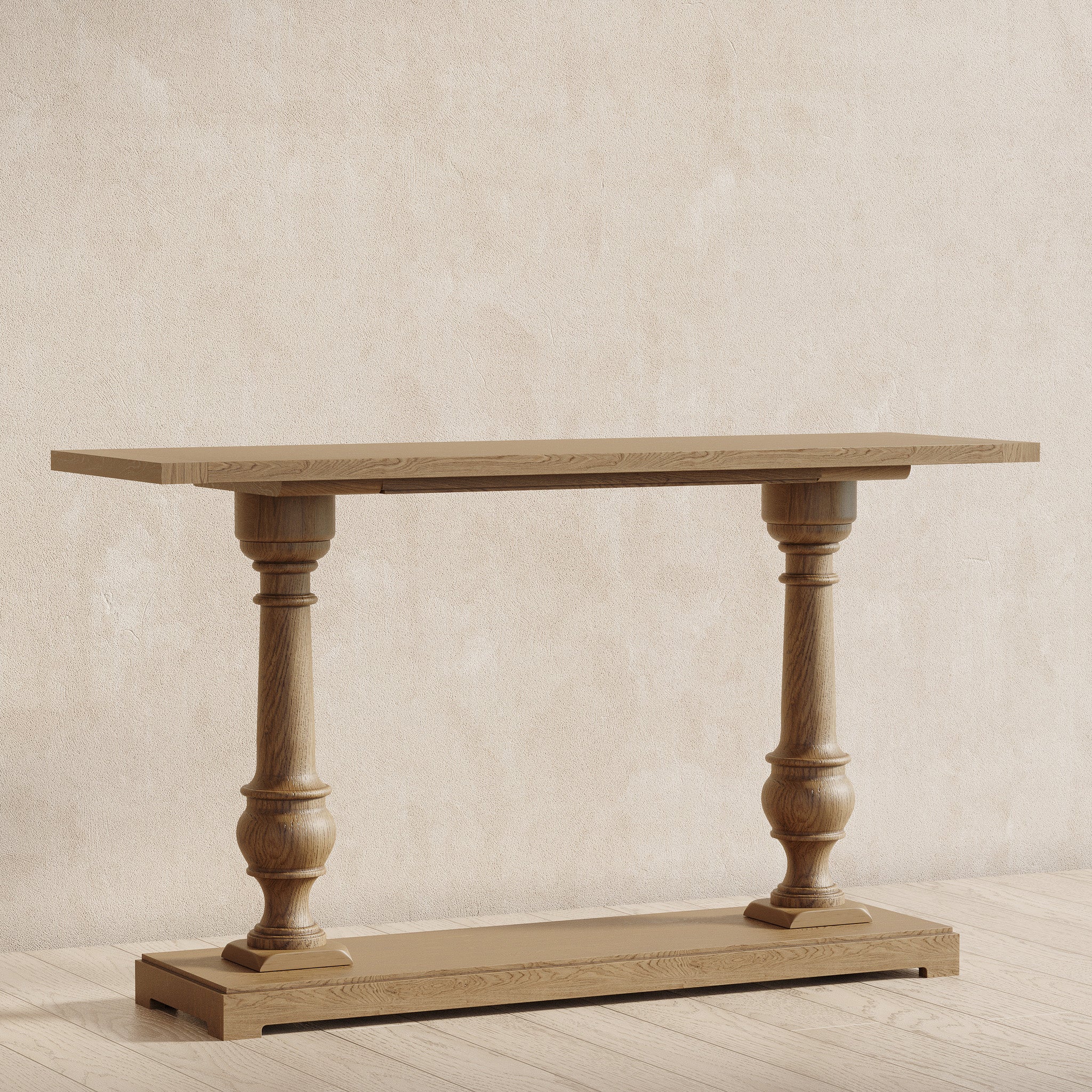 Arthur Classical Wooden Console Table in Antiqued Natural Finish in Accent Tables by Maven Lane