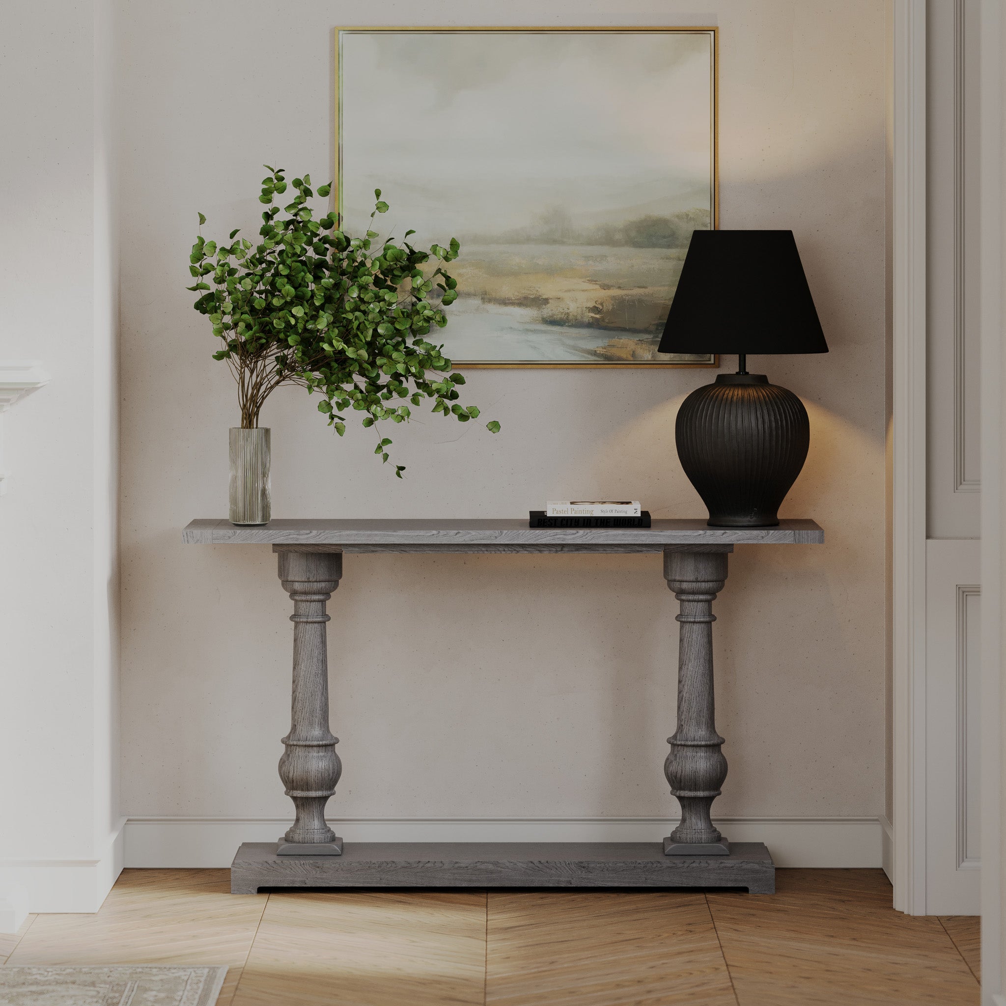 Arthur Classical Wooden Console Table in Antiqued Grey Finish in Accent Tables by Maven Lane