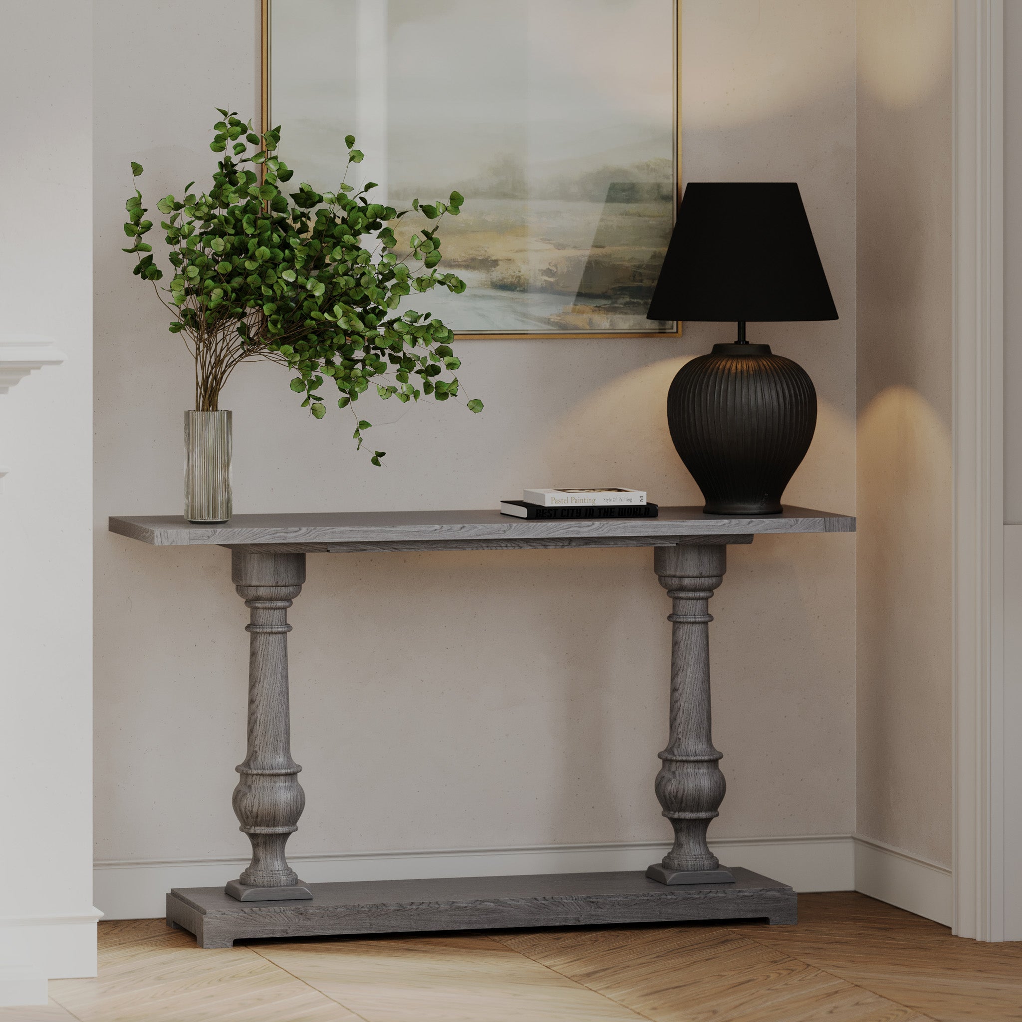 Arthur Classical Wooden Console Table in Antiqued Grey Finish in Accent Tables by Maven Lane