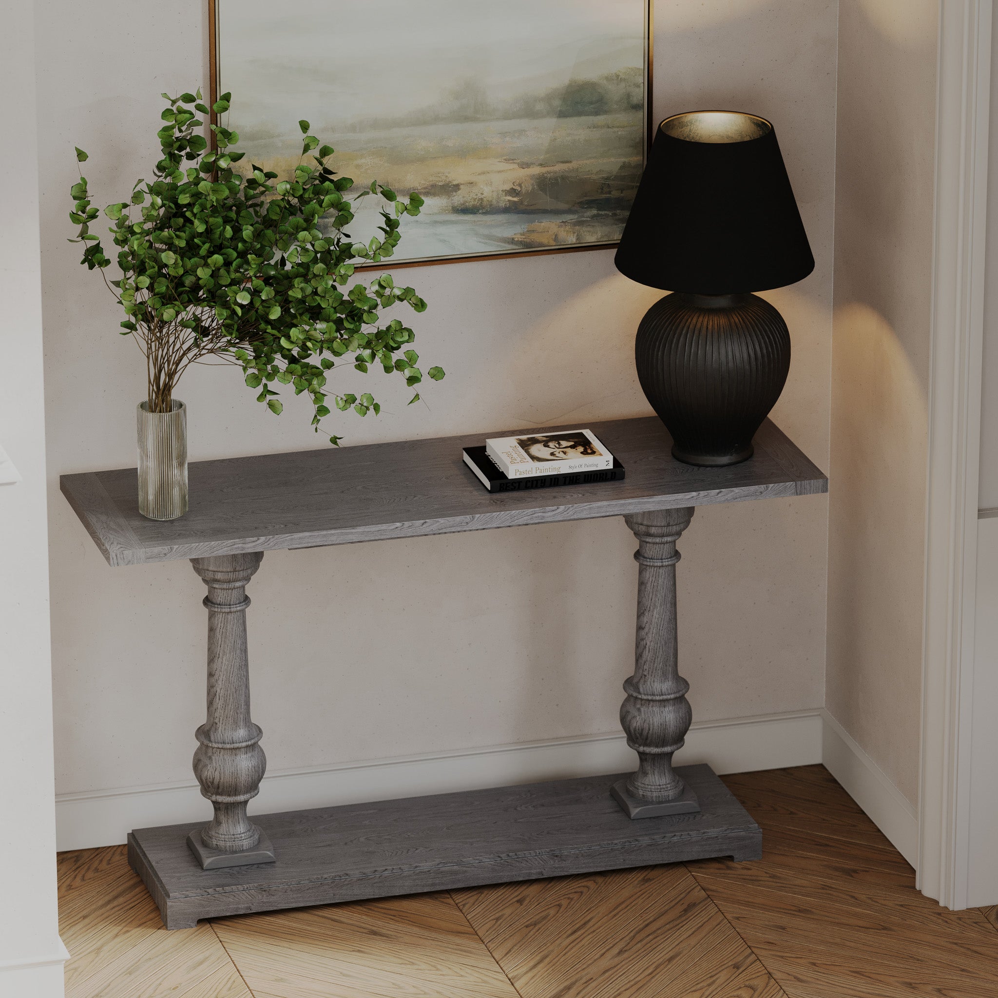 Arthur Classical Wooden Console Table in Antiqued Grey Finish in Accent Tables by Maven Lane