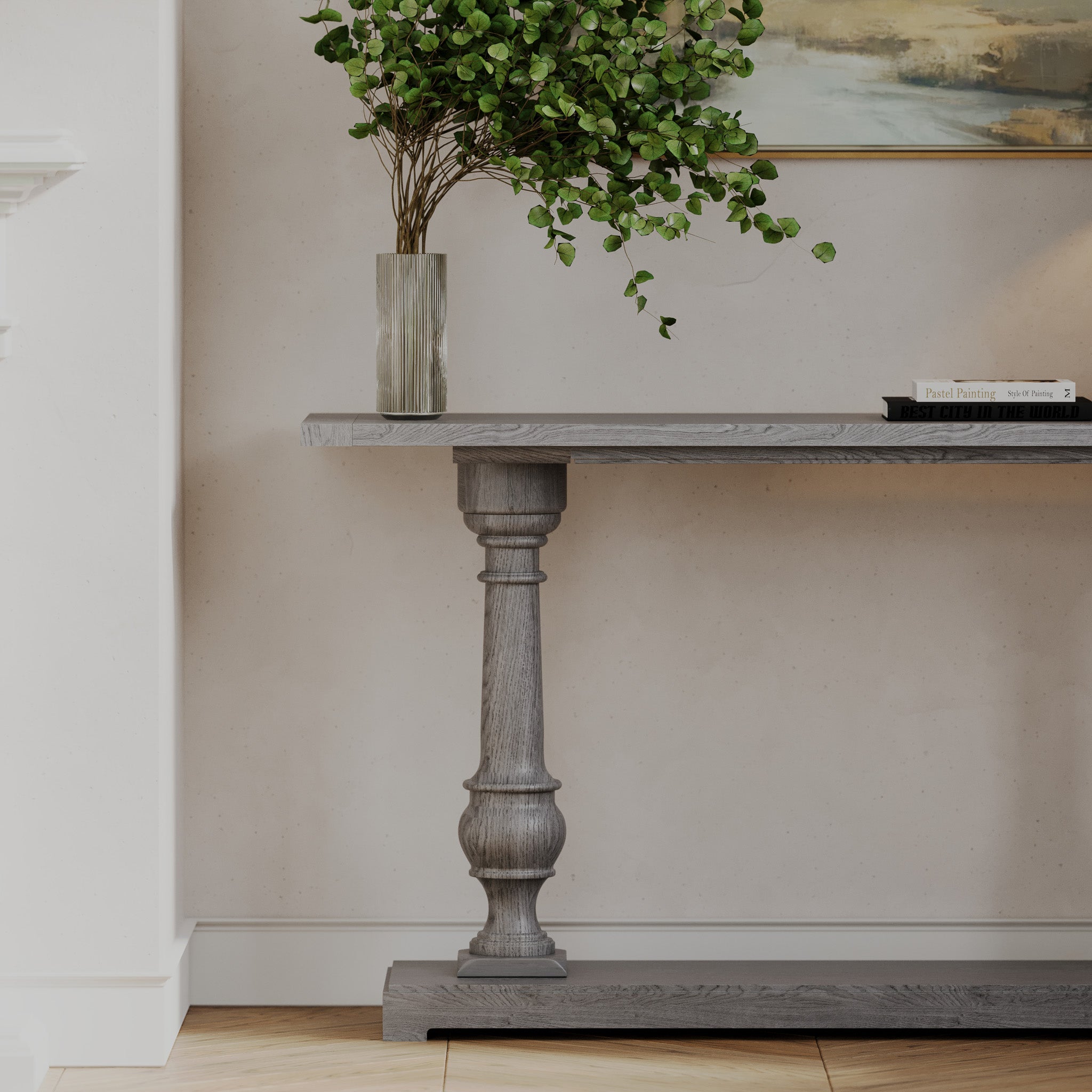 Arthur Classical Wooden Console Table in Antiqued Grey Finish in Accent Tables by Maven Lane