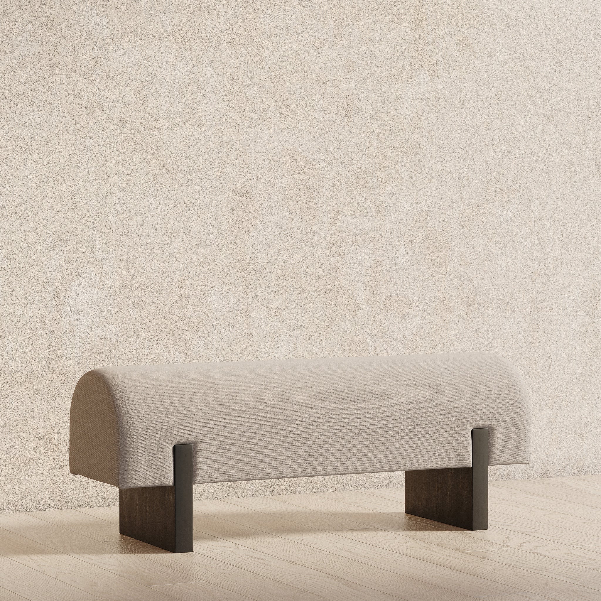 Juno Contemporary Upholstered Wooden Bench in Refined Black Finish in Ottomans & Benches by Maven Lane