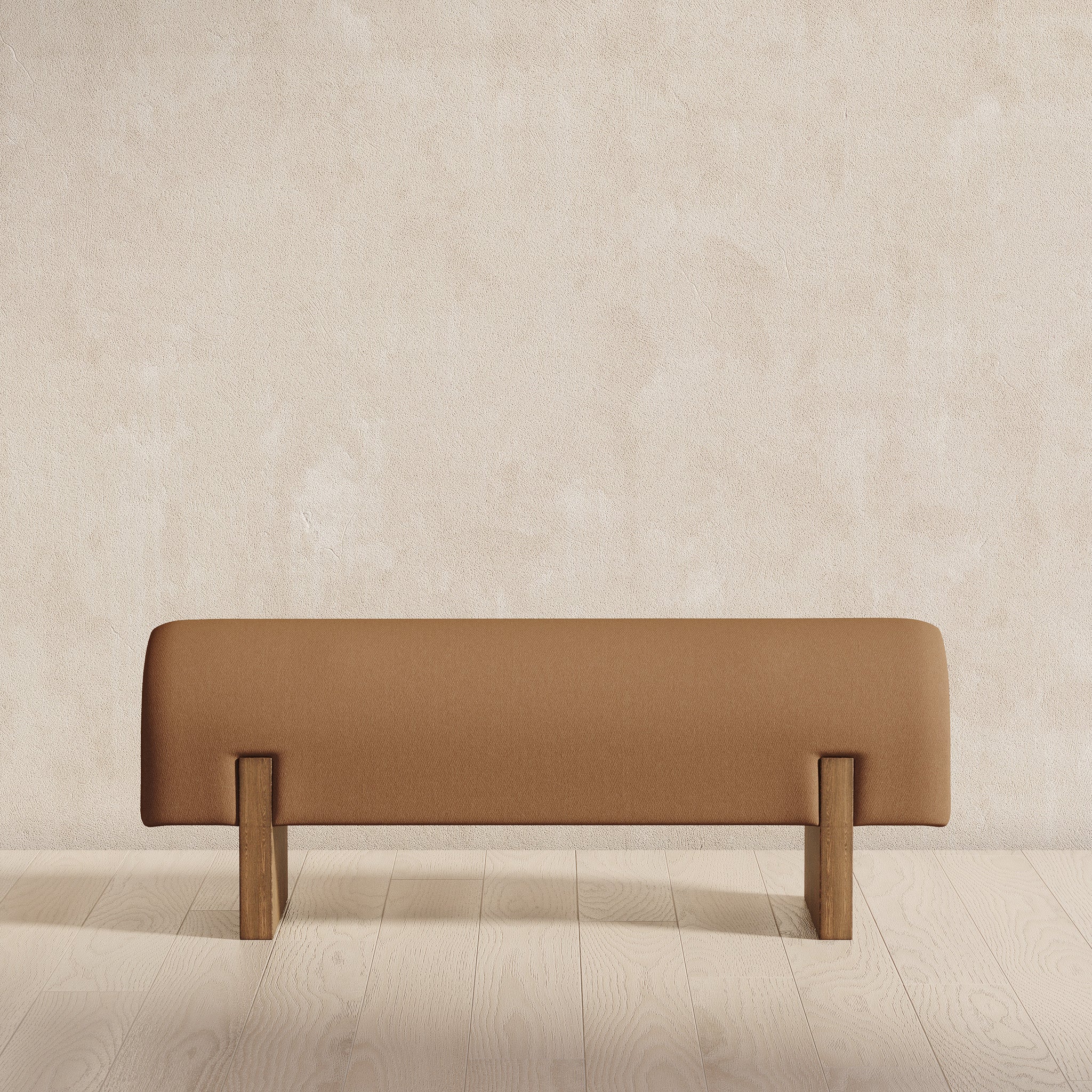 Juno Contemporary Upholstered Wooden Bench in Refined Brown Finish in Ottomans & Benches by Maven Lane